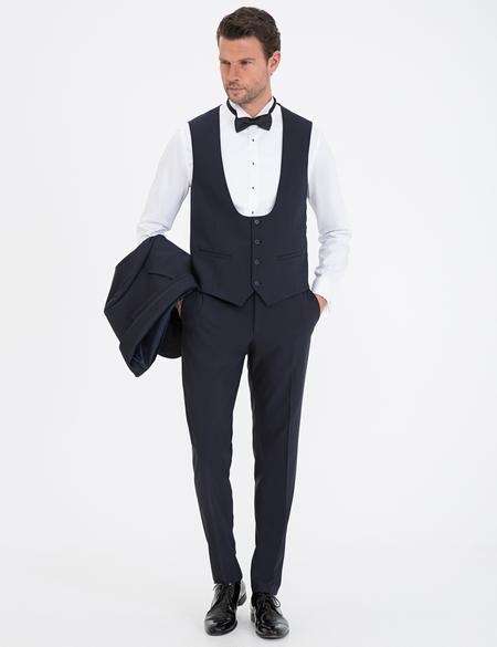 Lacivert Ex. Slim Fit Smokin Damatlık - 50238683050