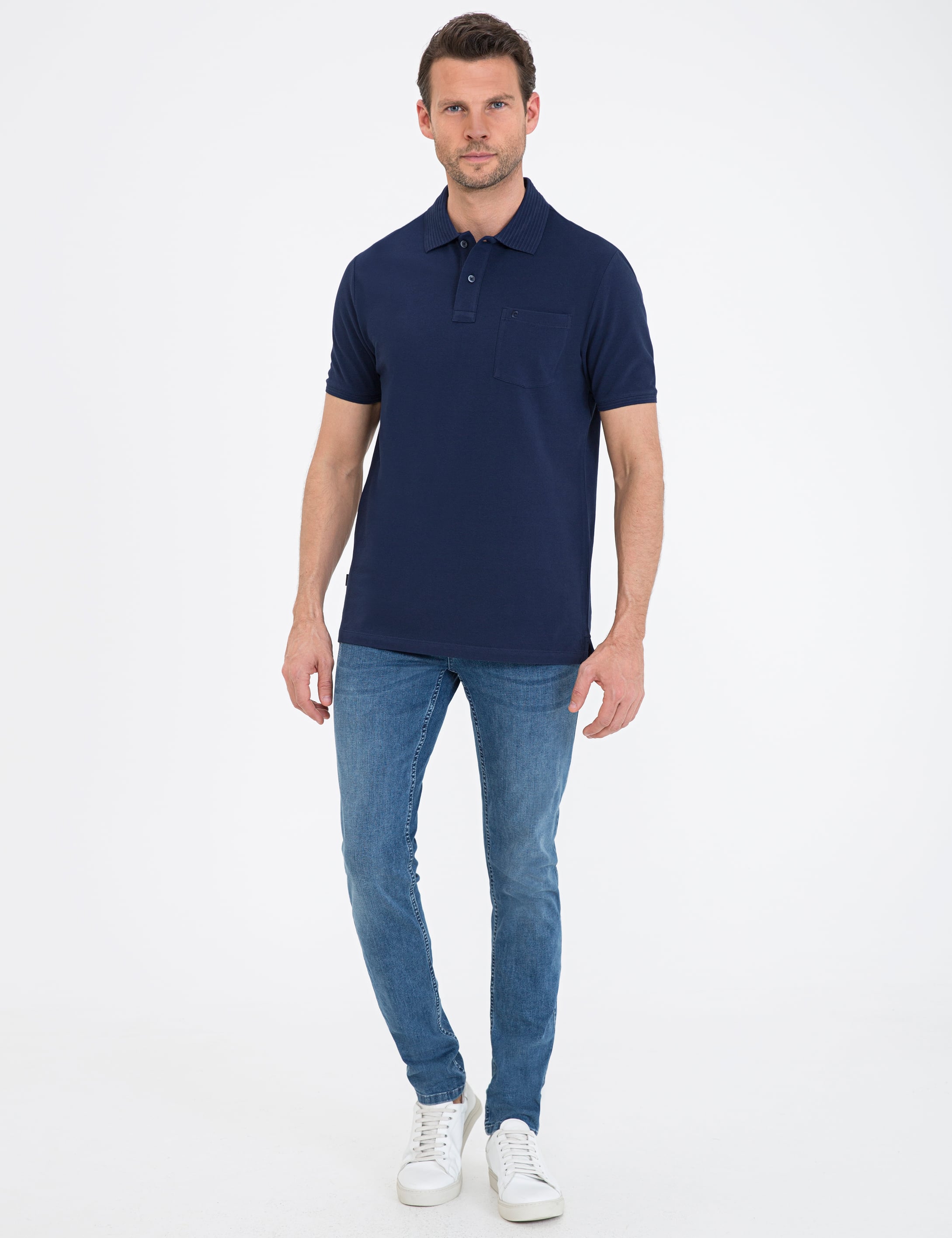 Koyu Lacivert Regular Fit Polo Yaka Basic Tişört