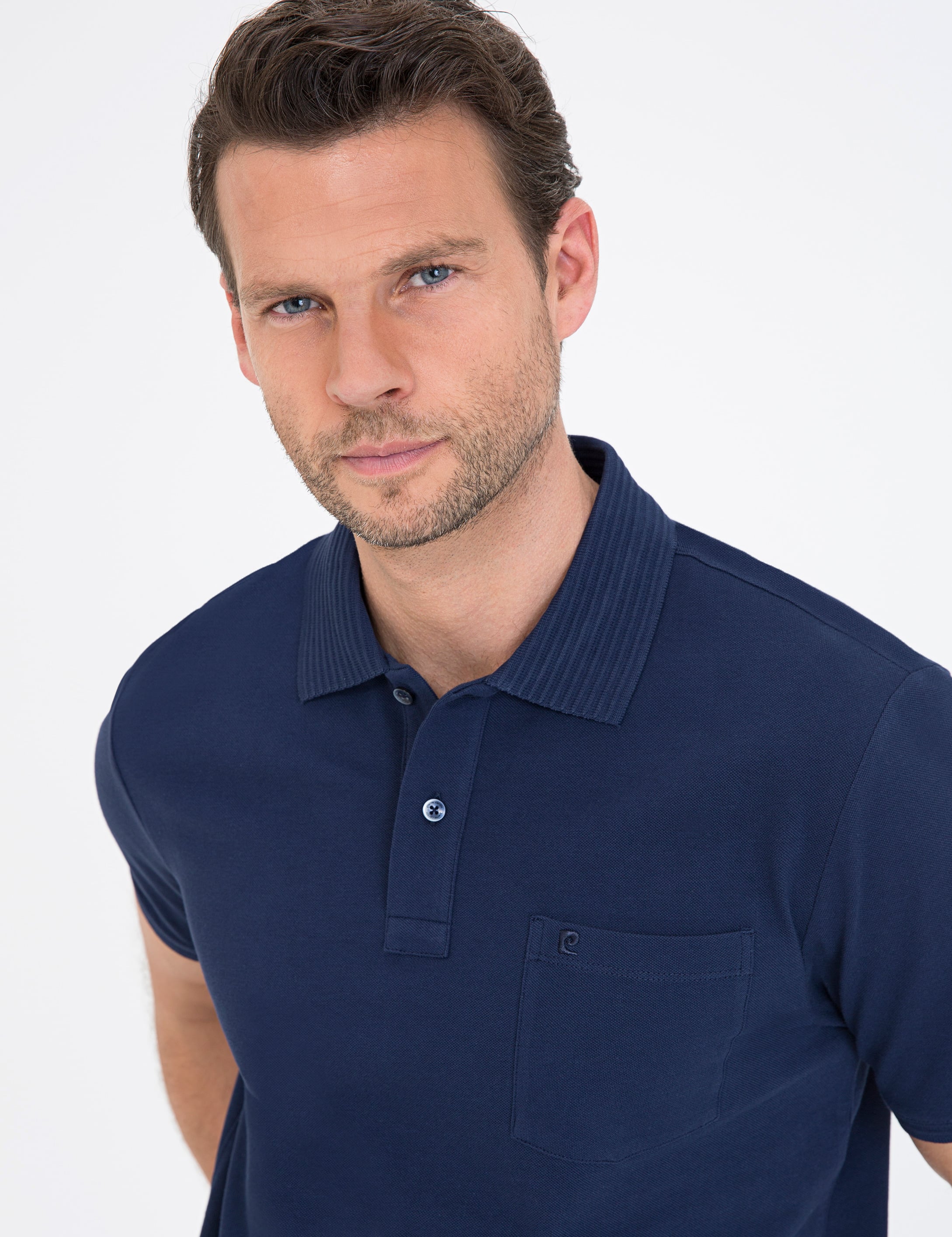 Koyu Lacivert Regular Fit Polo Yaka Basic Tişört - Image 2