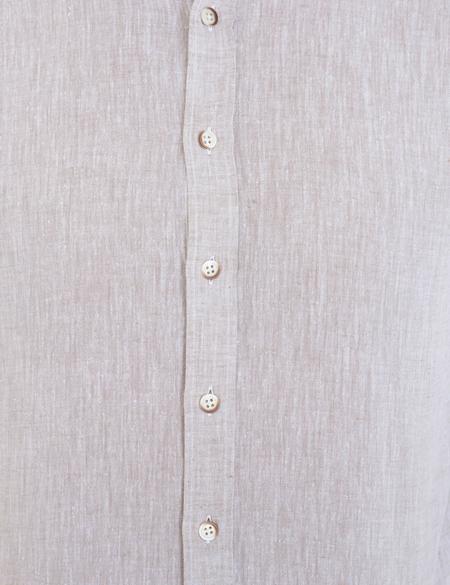 Bej Keten Karışımlı Regular Fit Uzun Kollu Gömlek - 50235132051