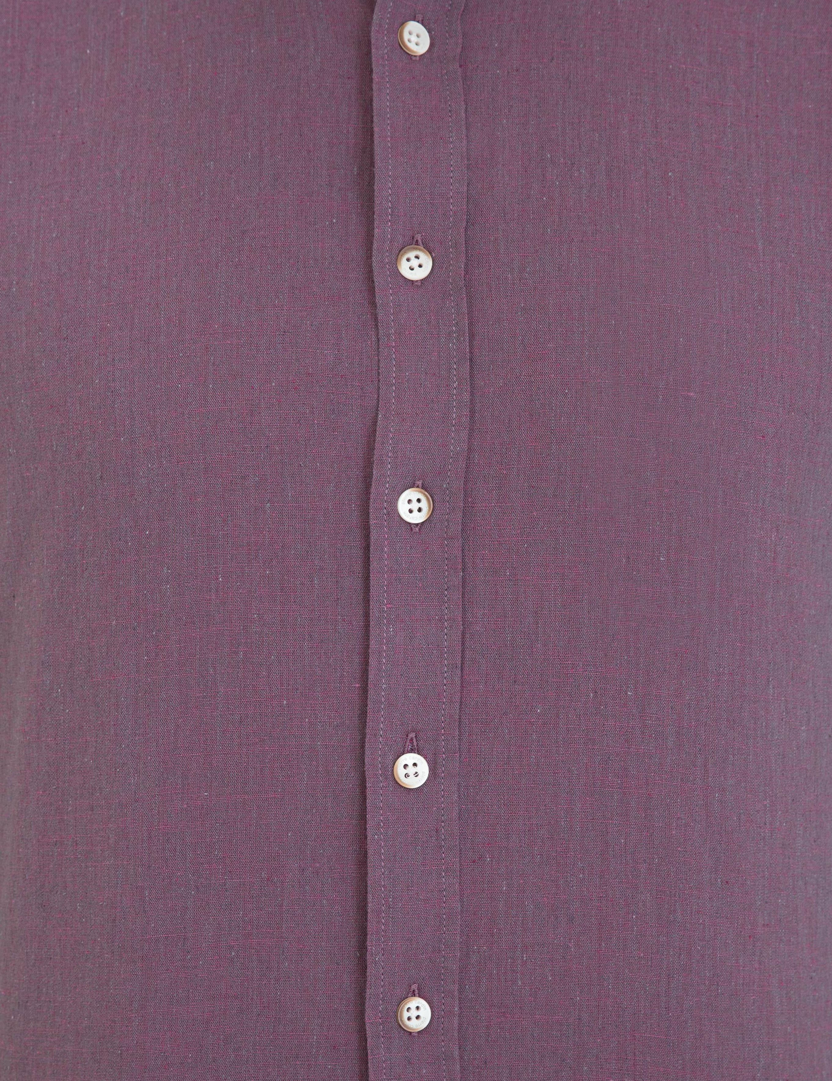 Mor Keten Karışımlı Regular Fit Uzun Kollu Gömlek