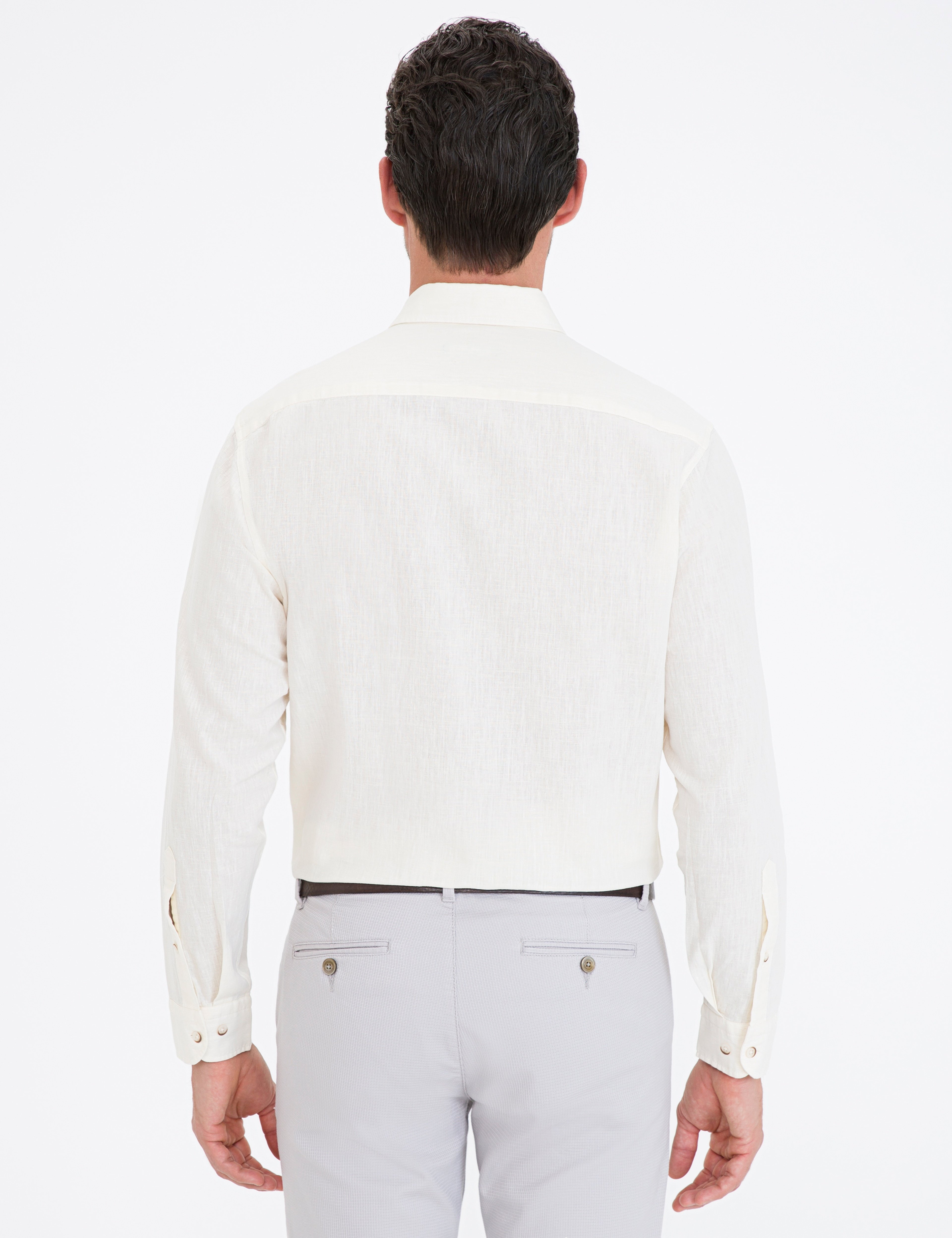 Açık Sarı Regular Fit Uzun Kollu Gömlek - Image 3