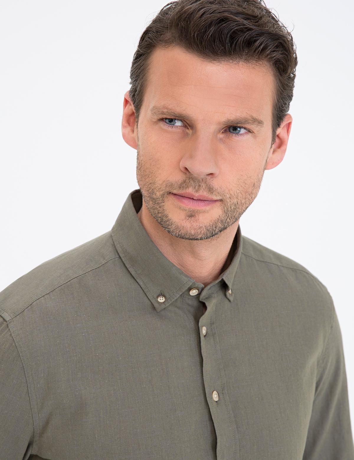 Haki Regular Fit Uzun Kollu Gömlek - 50235132067