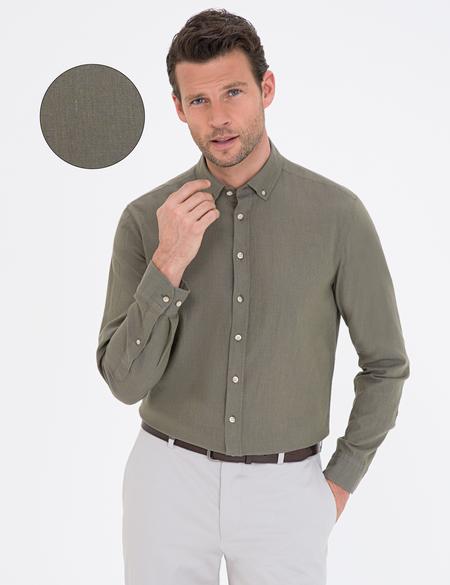 Haki Regular Fit Uzun Kollu Gömlek - 50235132067