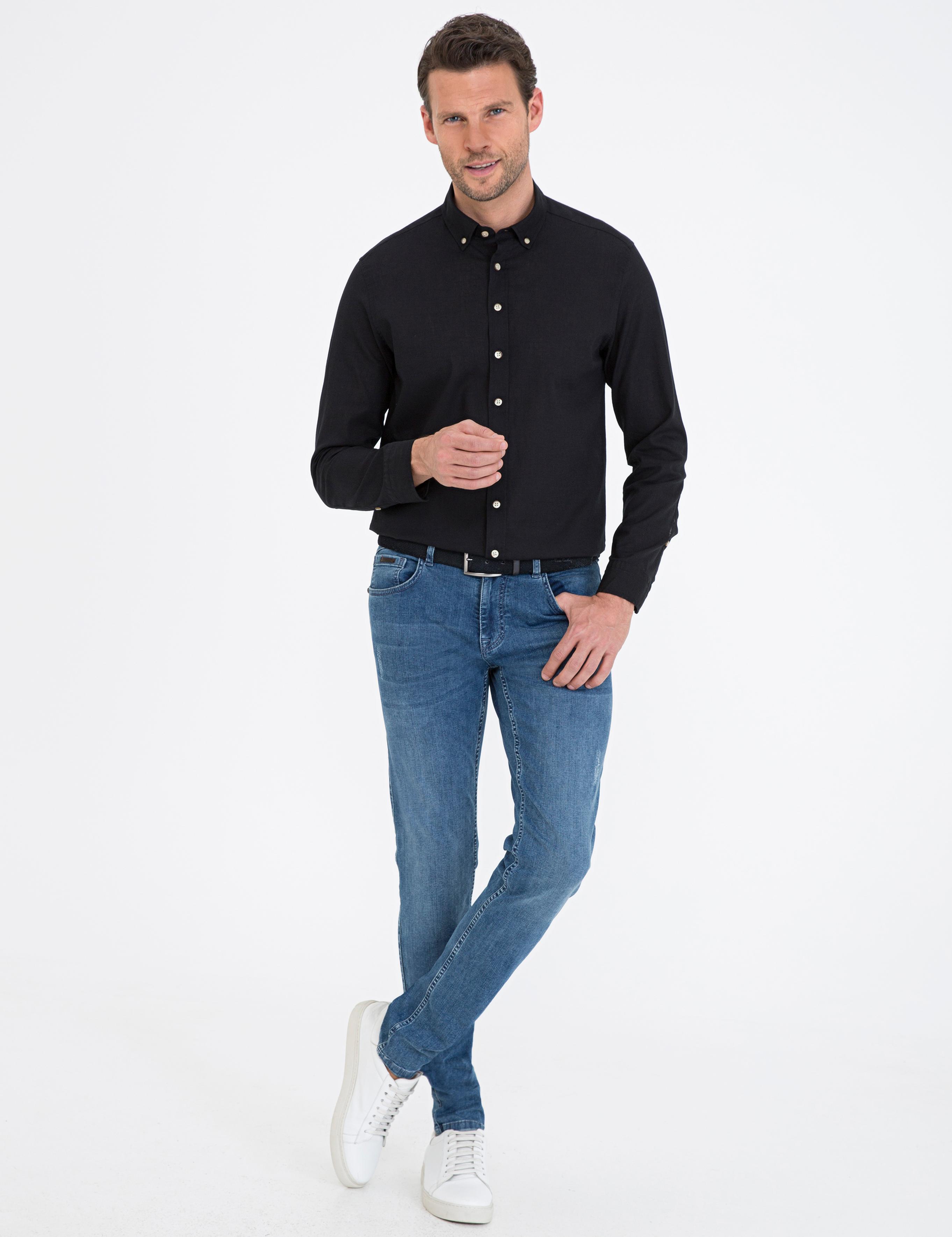 Siyah Regular Fit Uzun Kollu Gömlek