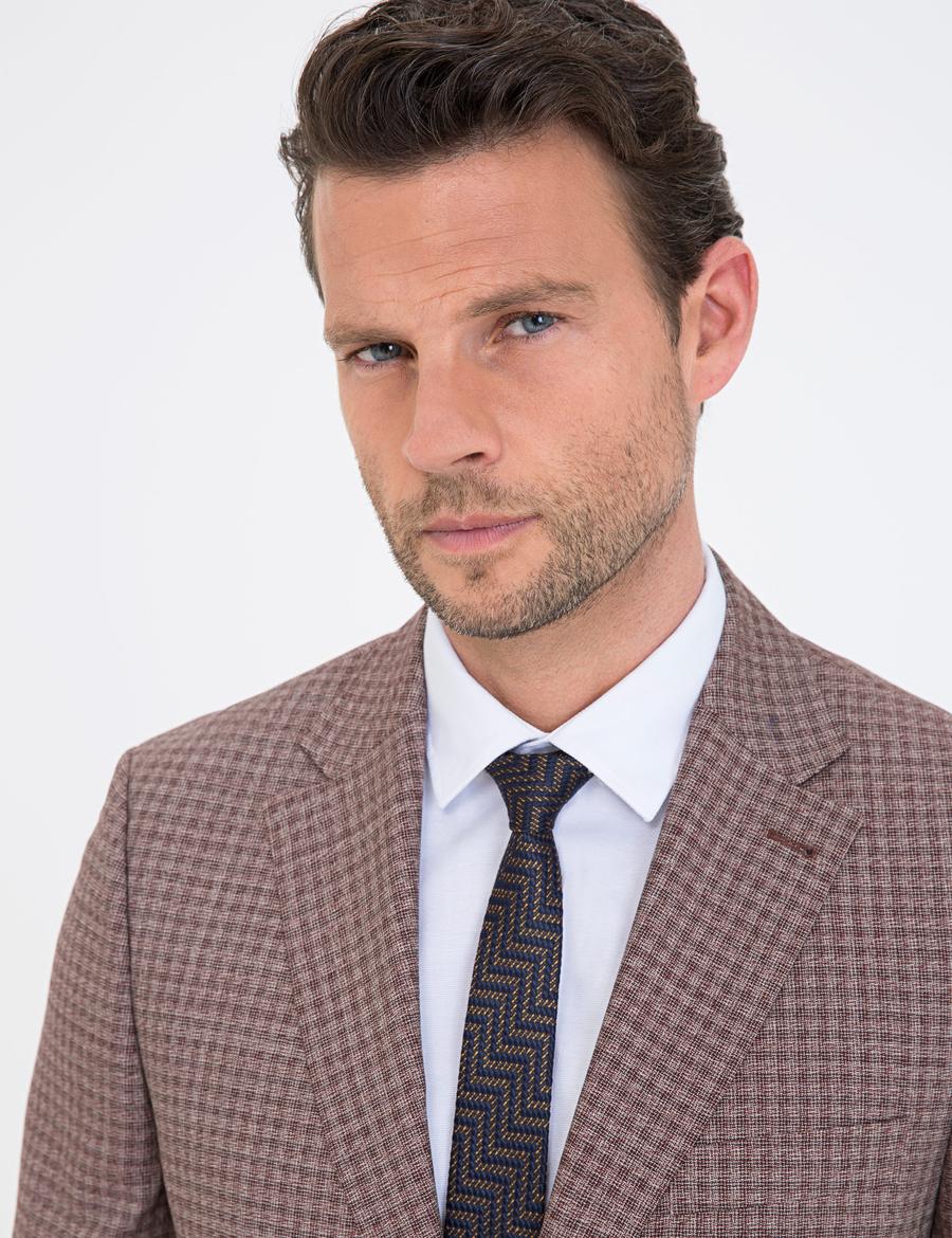 Bordo Slim Fit Takım Elbise