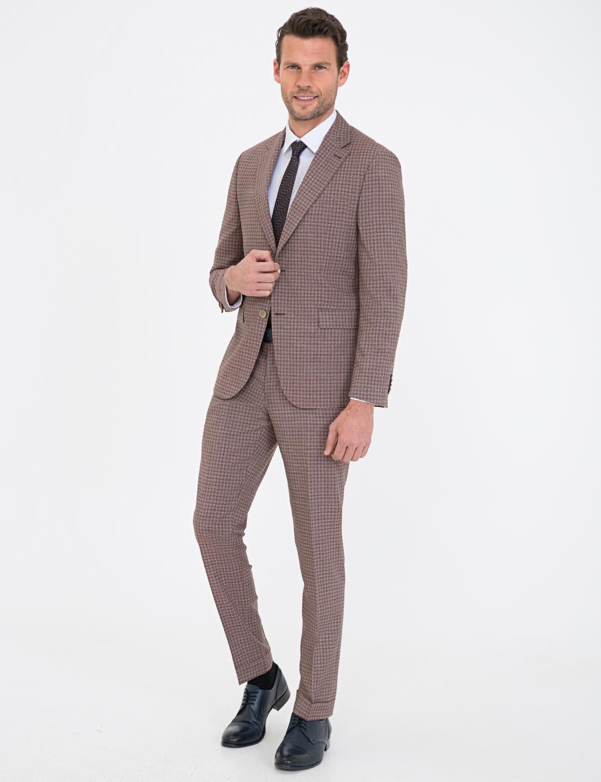 Bordo Slim Fit Takım Elbise - 50233693011