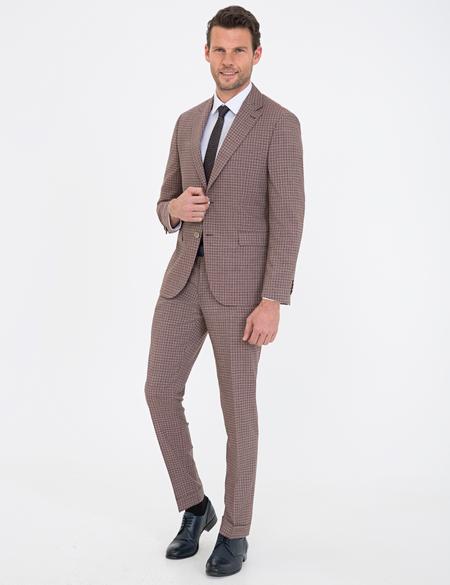 Bordo Slim Fit Takım Elbise - 50233693011