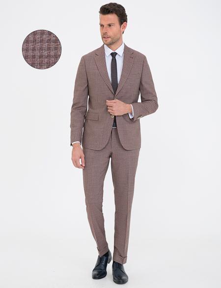 Bordo Slim Fit Takım Elbise - 50233693011