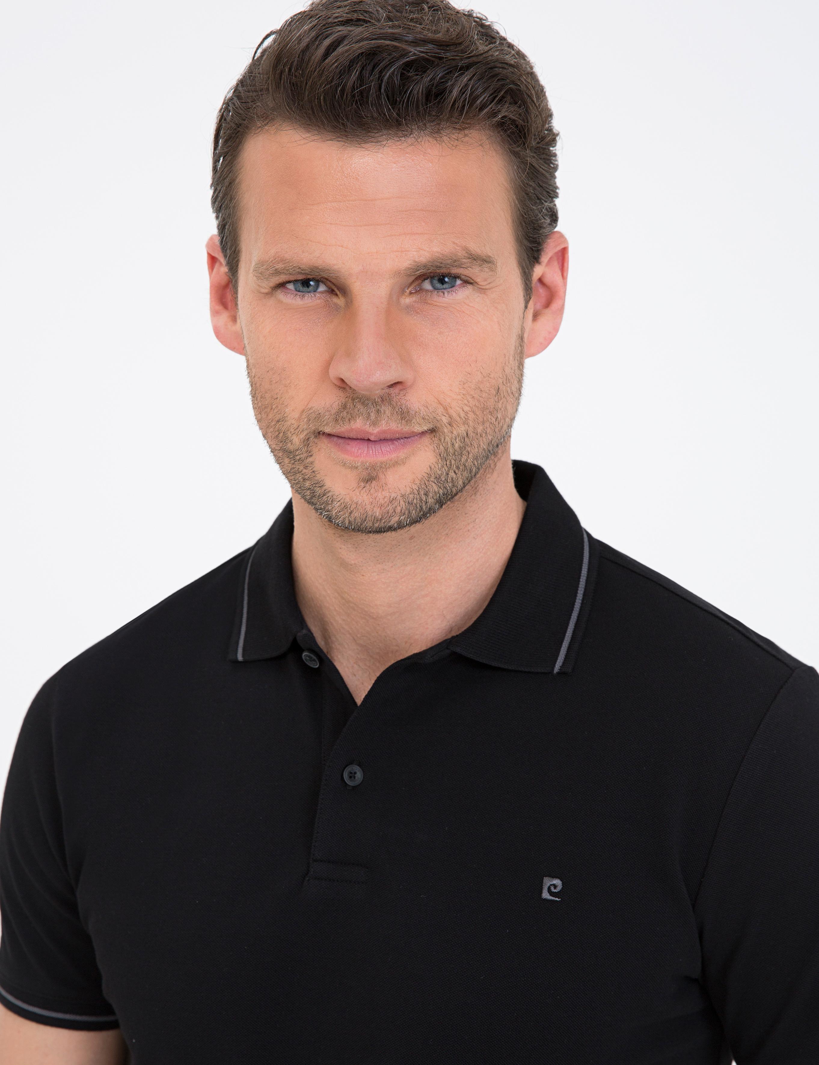 Siyah Slim Fit Polo Yaka Basic Tişört