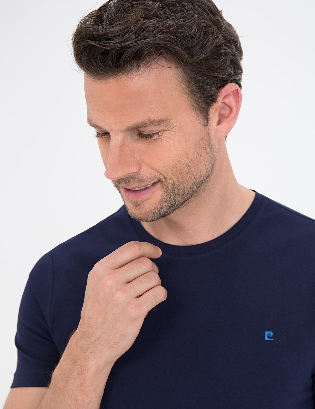 Lacivert Slim Fit Bisiklet Yaka Basic T-Shirt - 50239845019