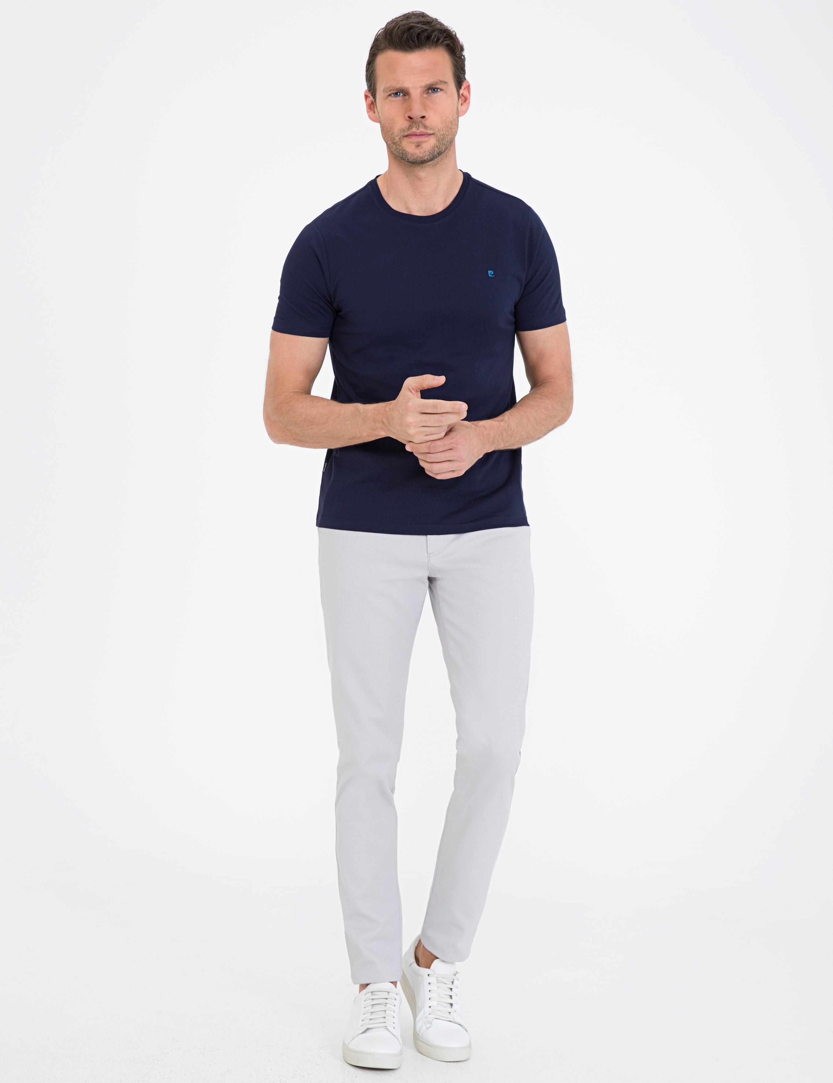 Lacivert Slim Fit Bisiklet Yaka Basic T-Shirt