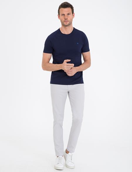 Lacivert Slim Fit Bisiklet Yaka Basic T-Shirt - 50239845019