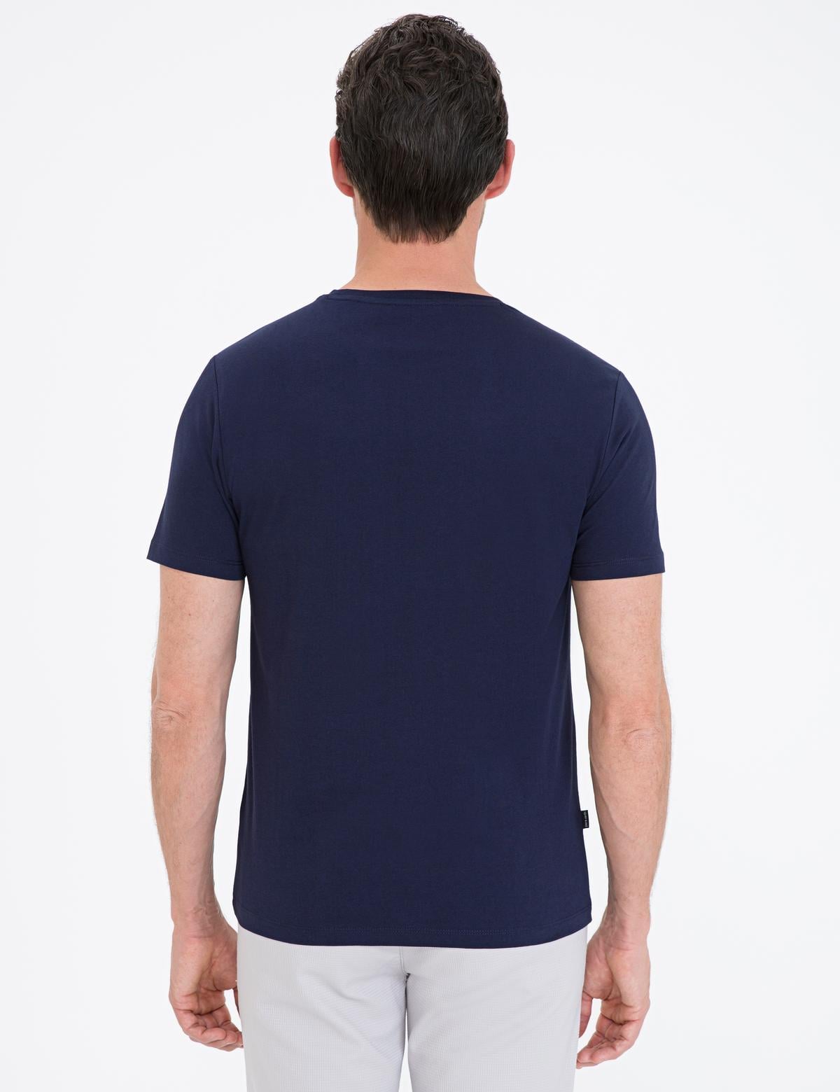 Lacivert Slim Fit Bisiklet Yaka Basic T-Shirt - 50239845019