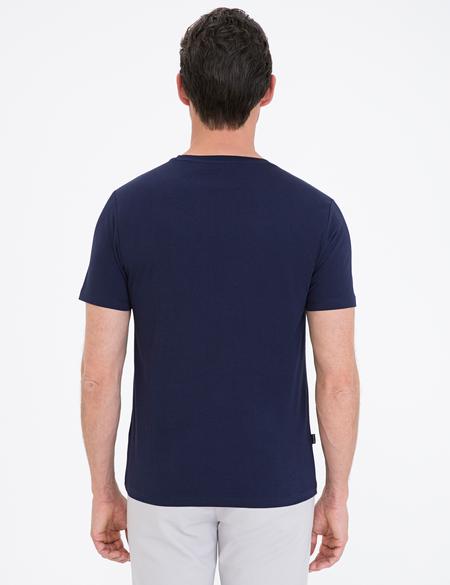 Lacivert Slim Fit Bisiklet Yaka Basic T-Shirt - 50239845019