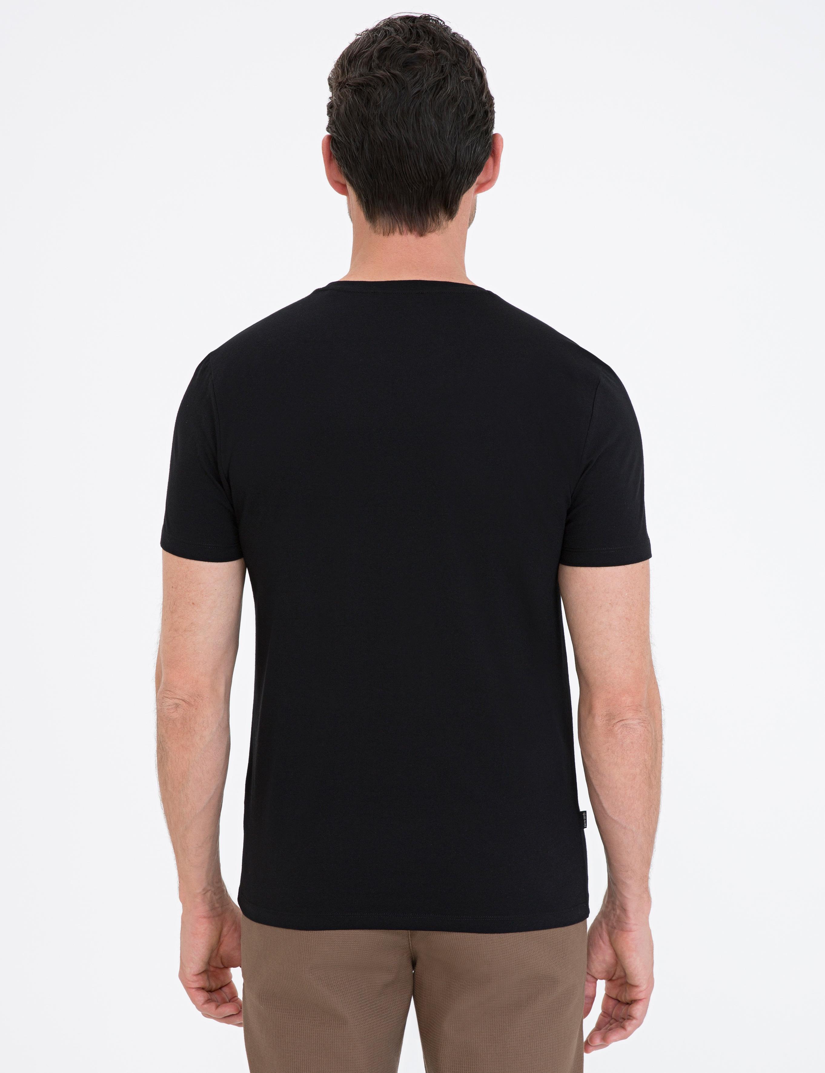Siyah Slim Fit Bisiklet Yaka Basic T-Shirt
