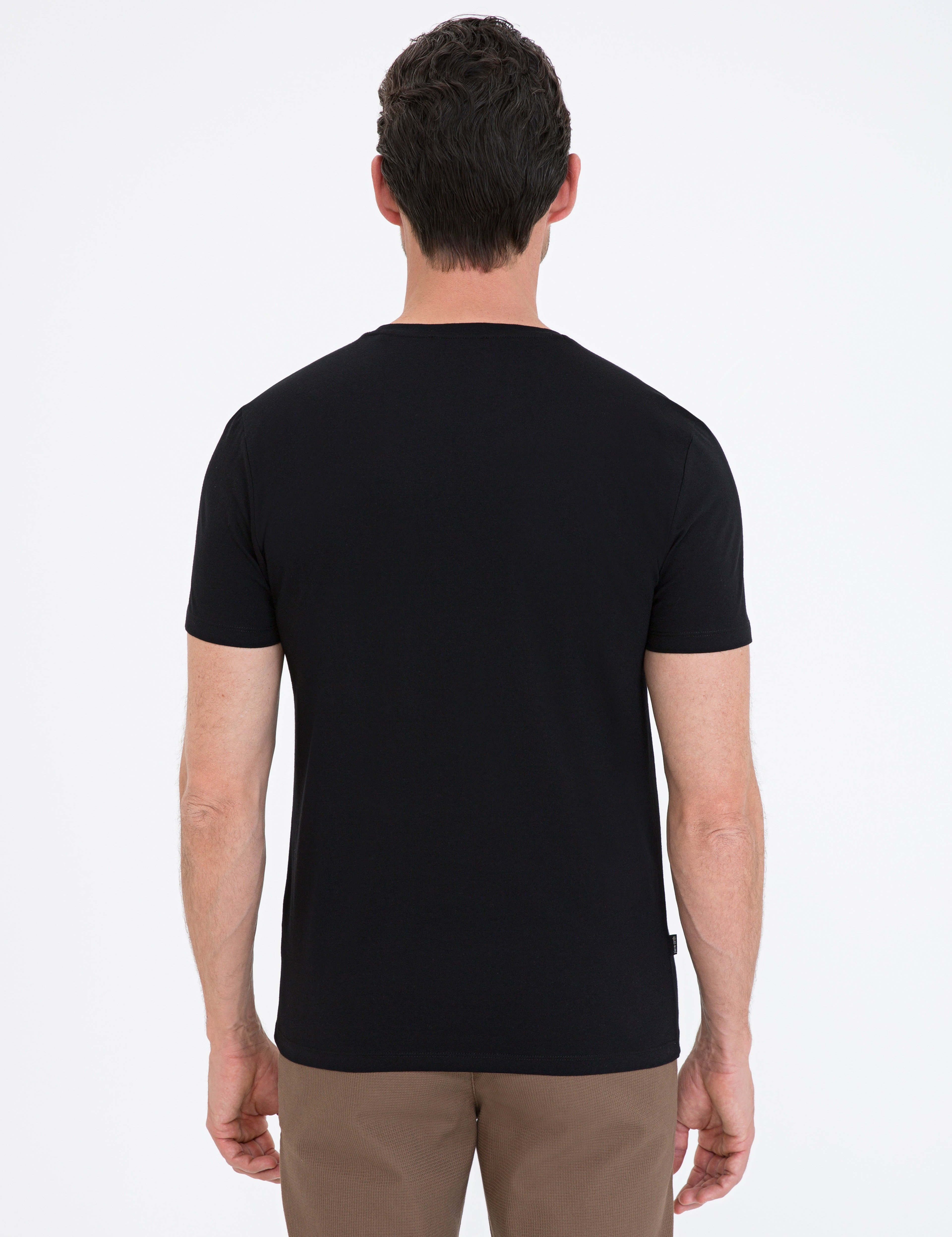 Siyah Slim Fit Bisiklet Yaka Basic T-Shirt - Image 3