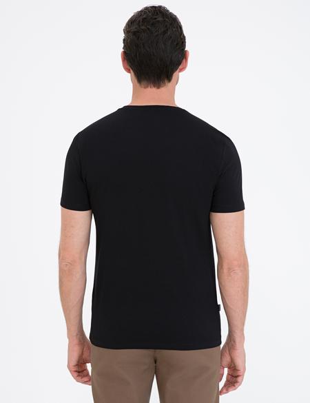 Siyah Slim Fit Bisiklet Yaka Basic T-Shirt - 50239845032