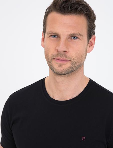 Siyah Slim Fit Bisiklet Yaka Basic T-Shirt - 50239845032