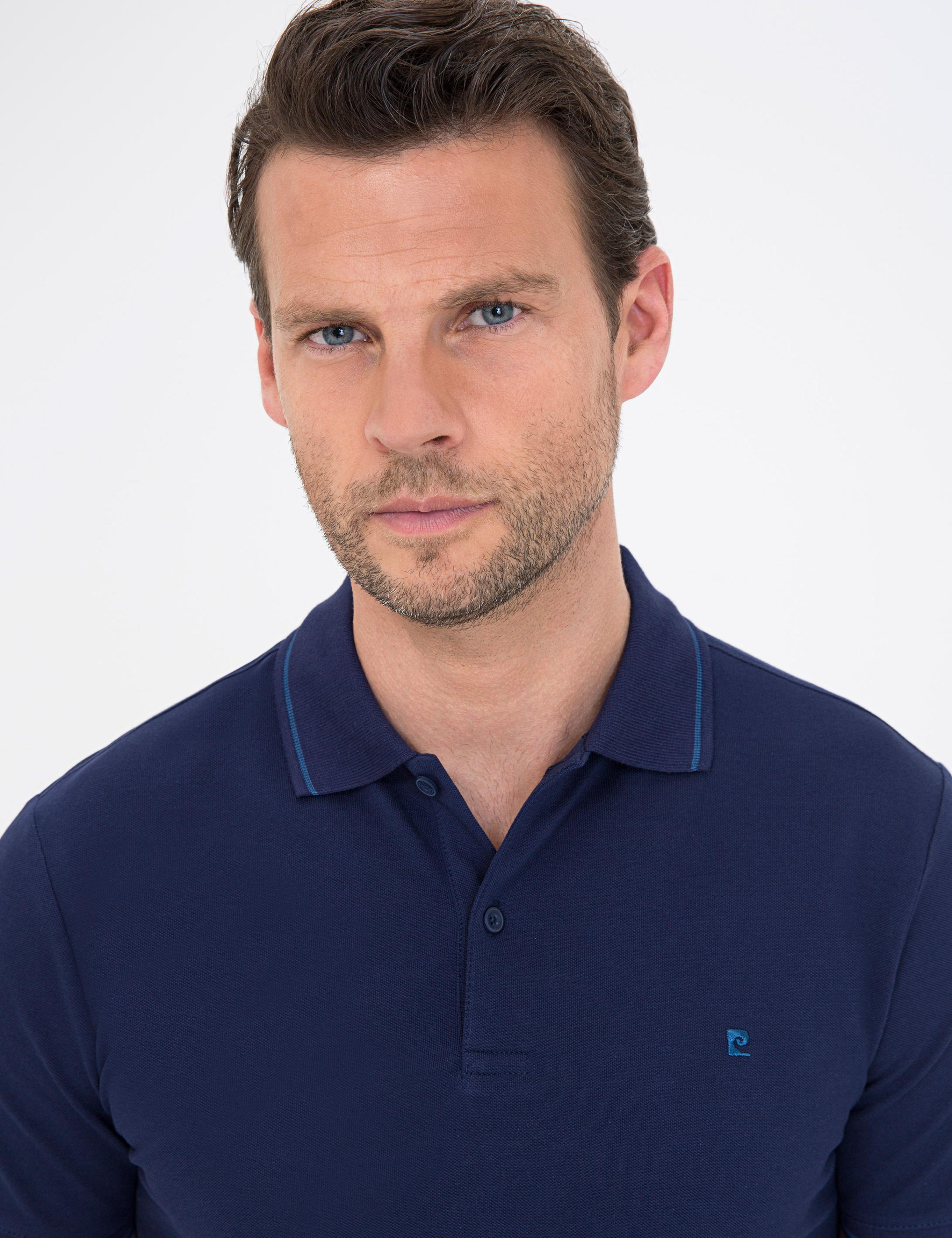 Lacivert Slim Fit Polo Yaka Basic Tişört