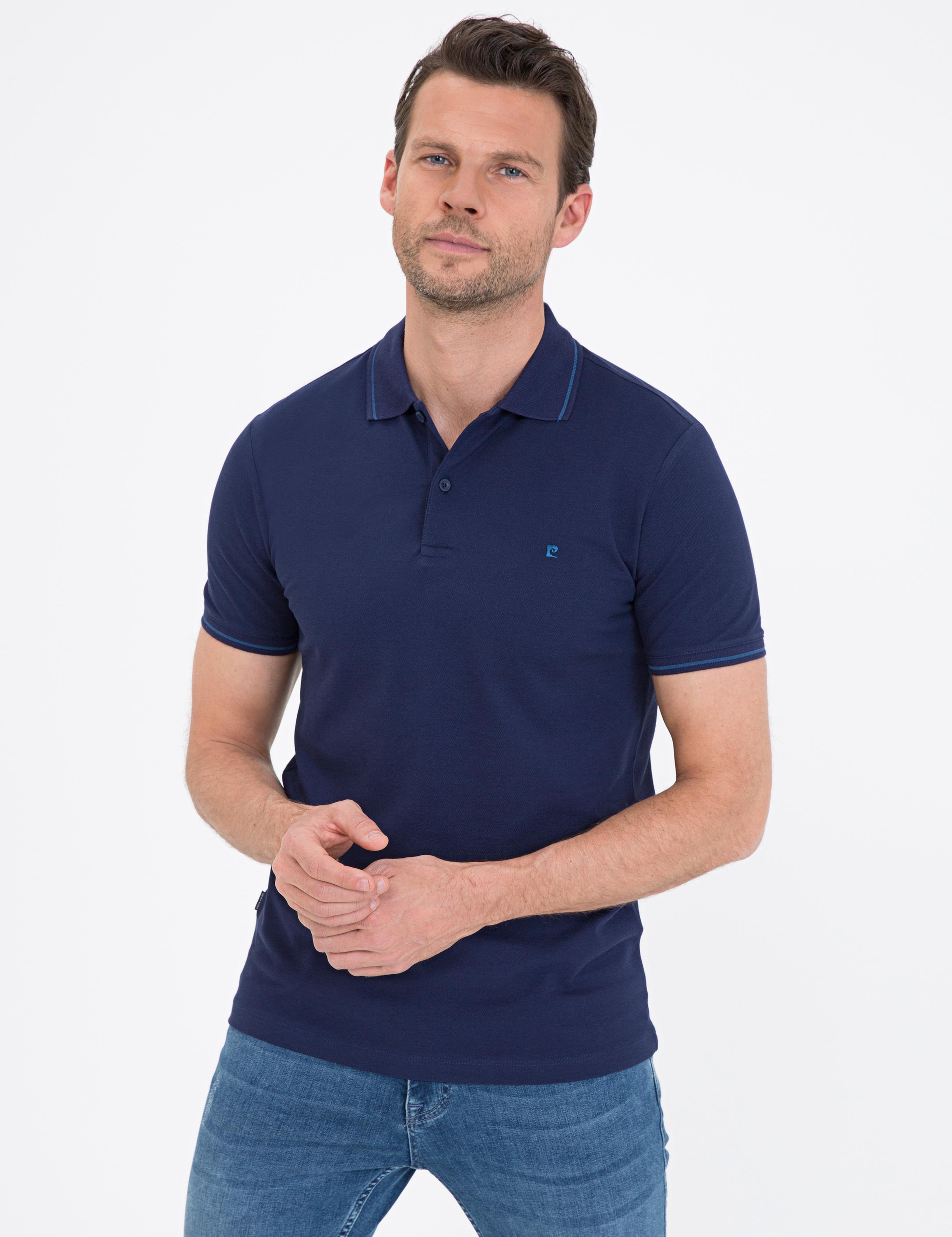 Lacivert Slim Fit Polo Yaka Basic Tişört