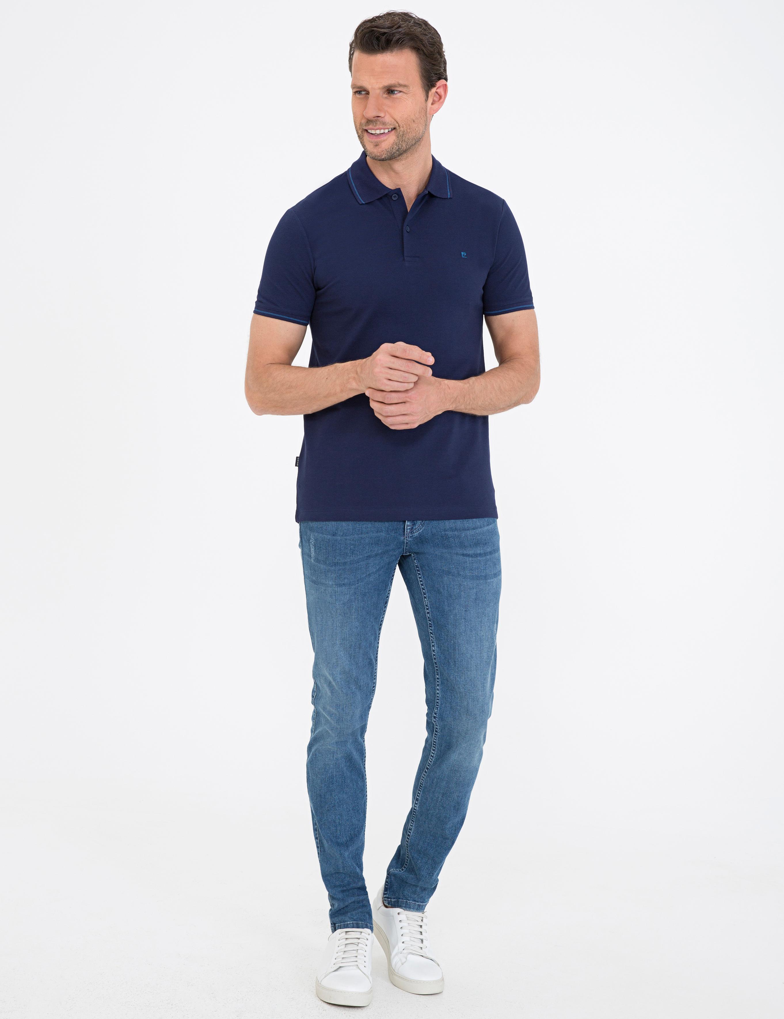 Lacivert Slim Fit Polo Yaka Basic Tişört