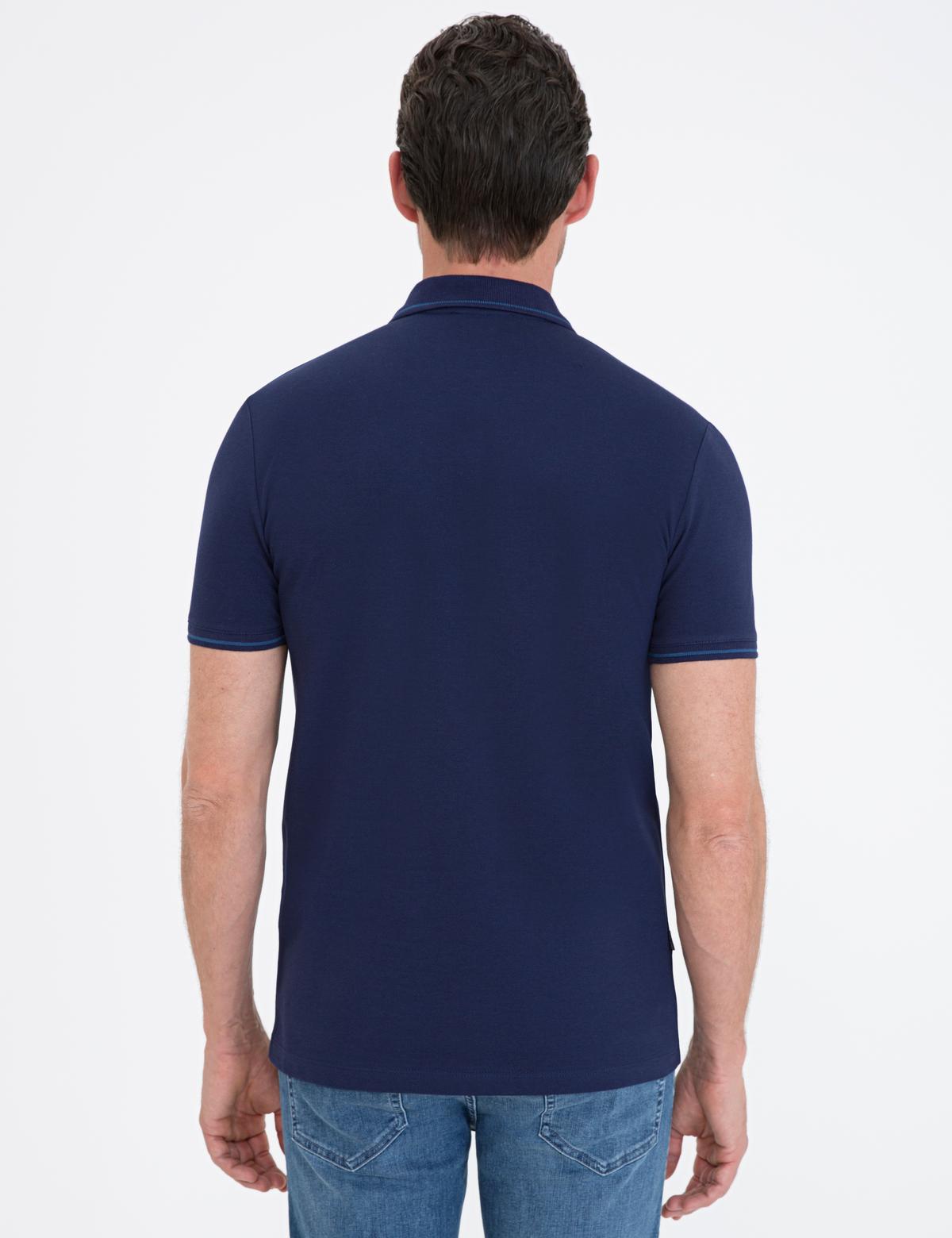 Lacivert Slim Fit Polo Yaka Basic Tişört - 50239844041