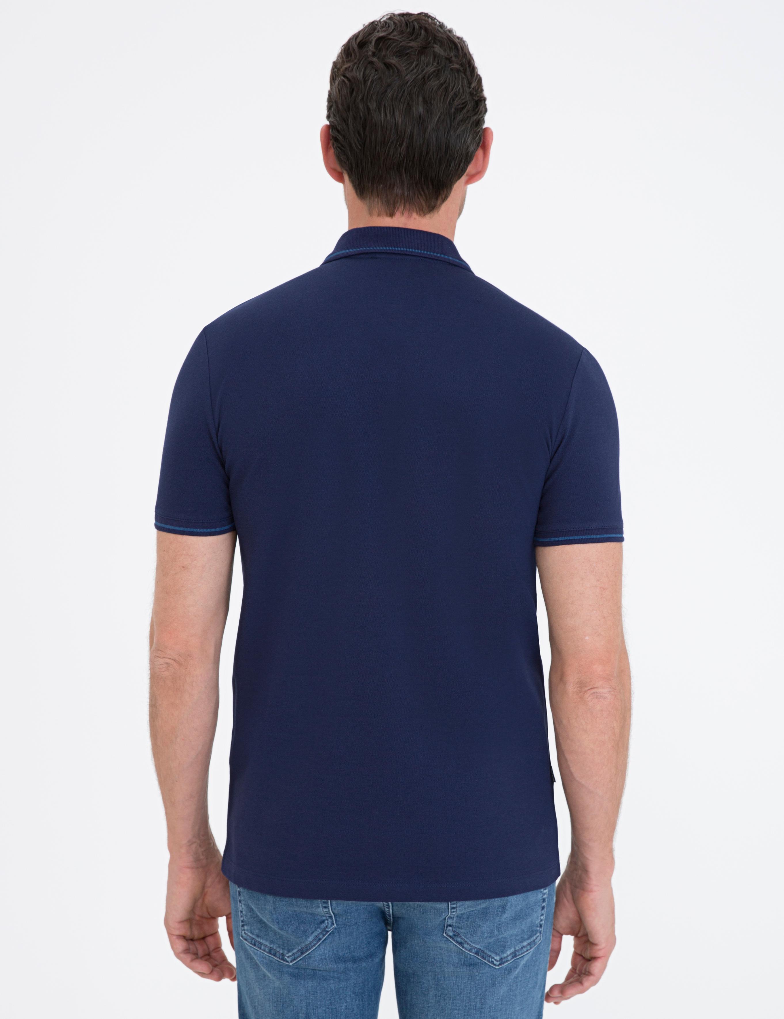 Lacivert Slim Fit Polo Yaka Basic Tişört