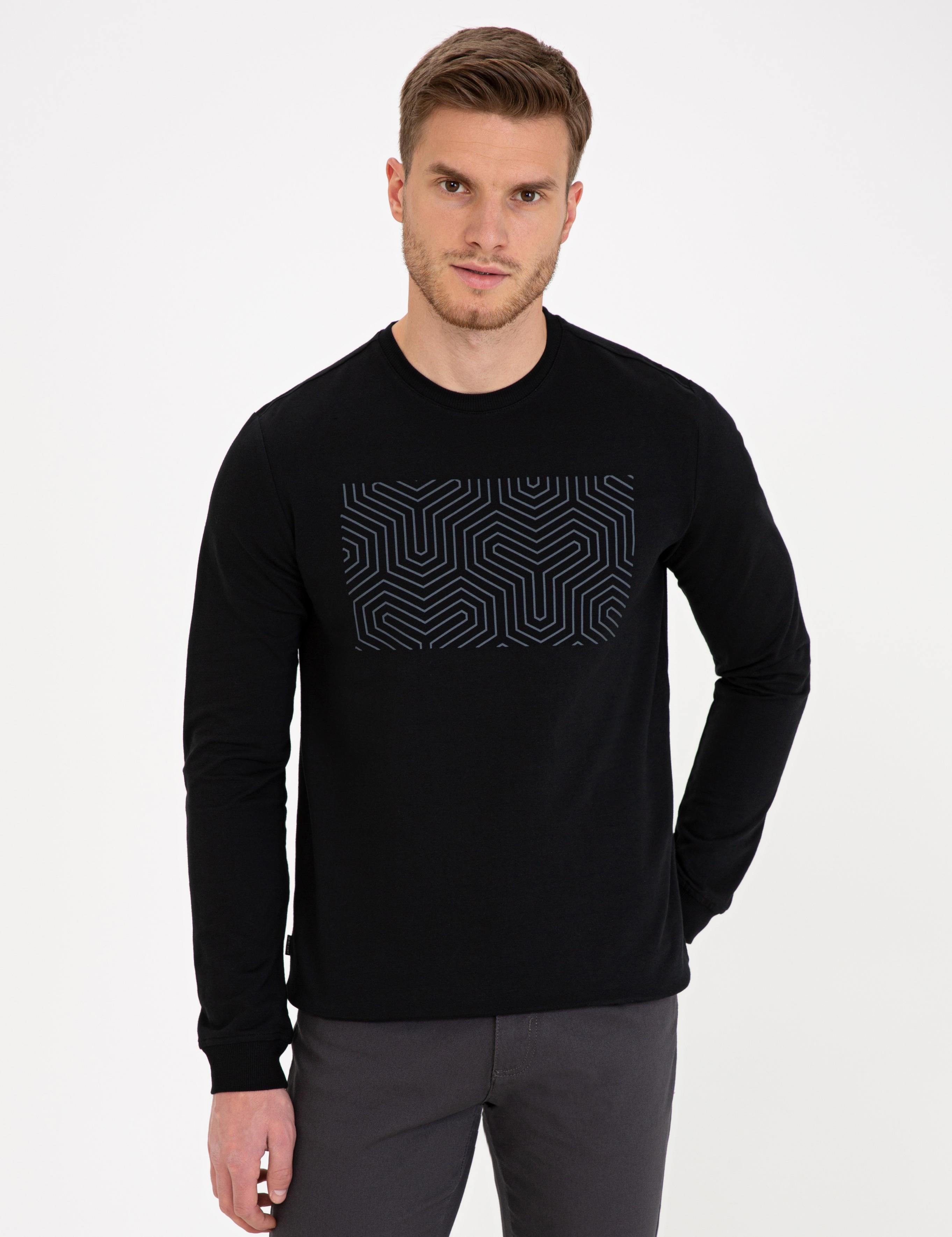 Siyah Standart Fit Sweatshirt