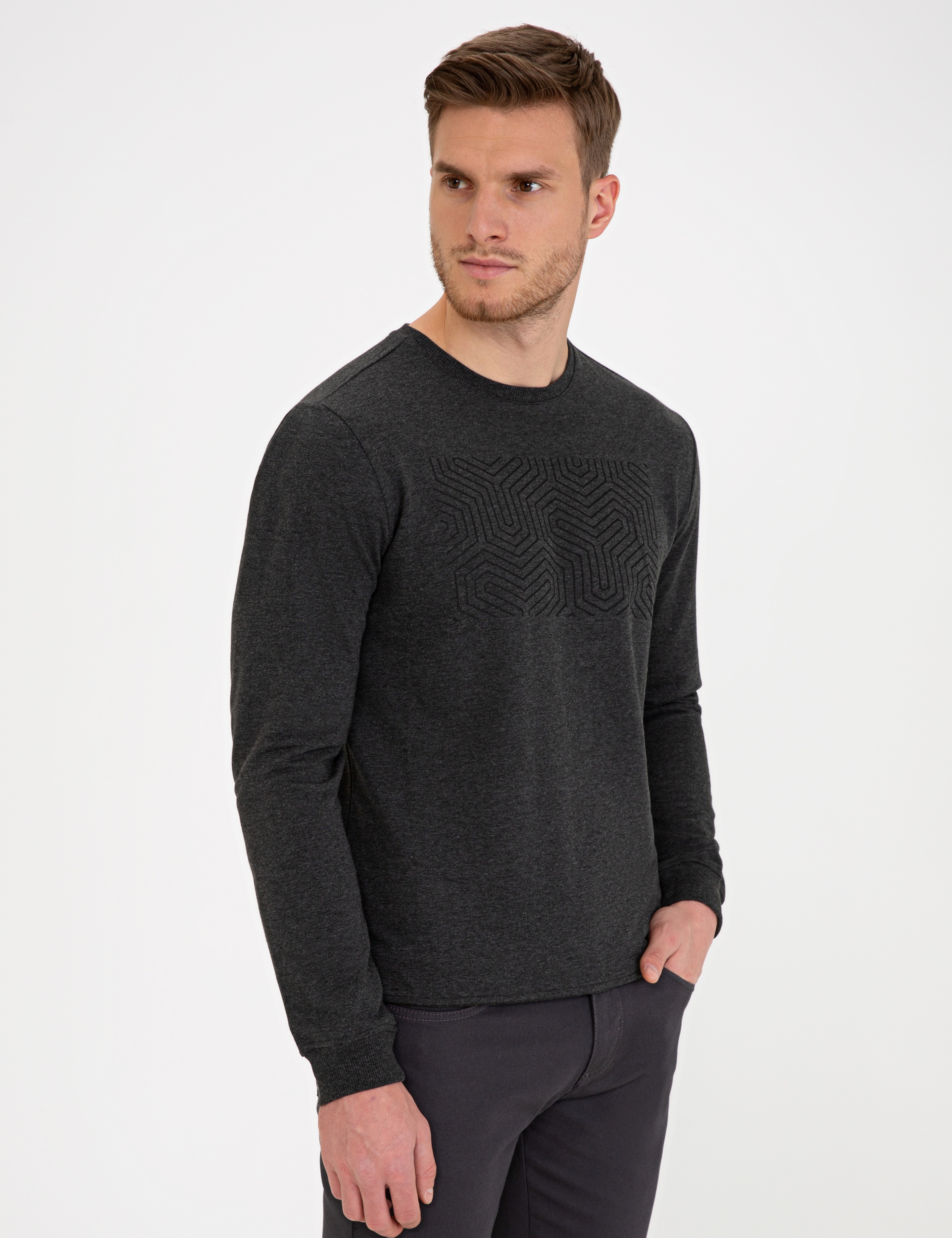 Antrasit Melanj Standart Fit Sweatshirt