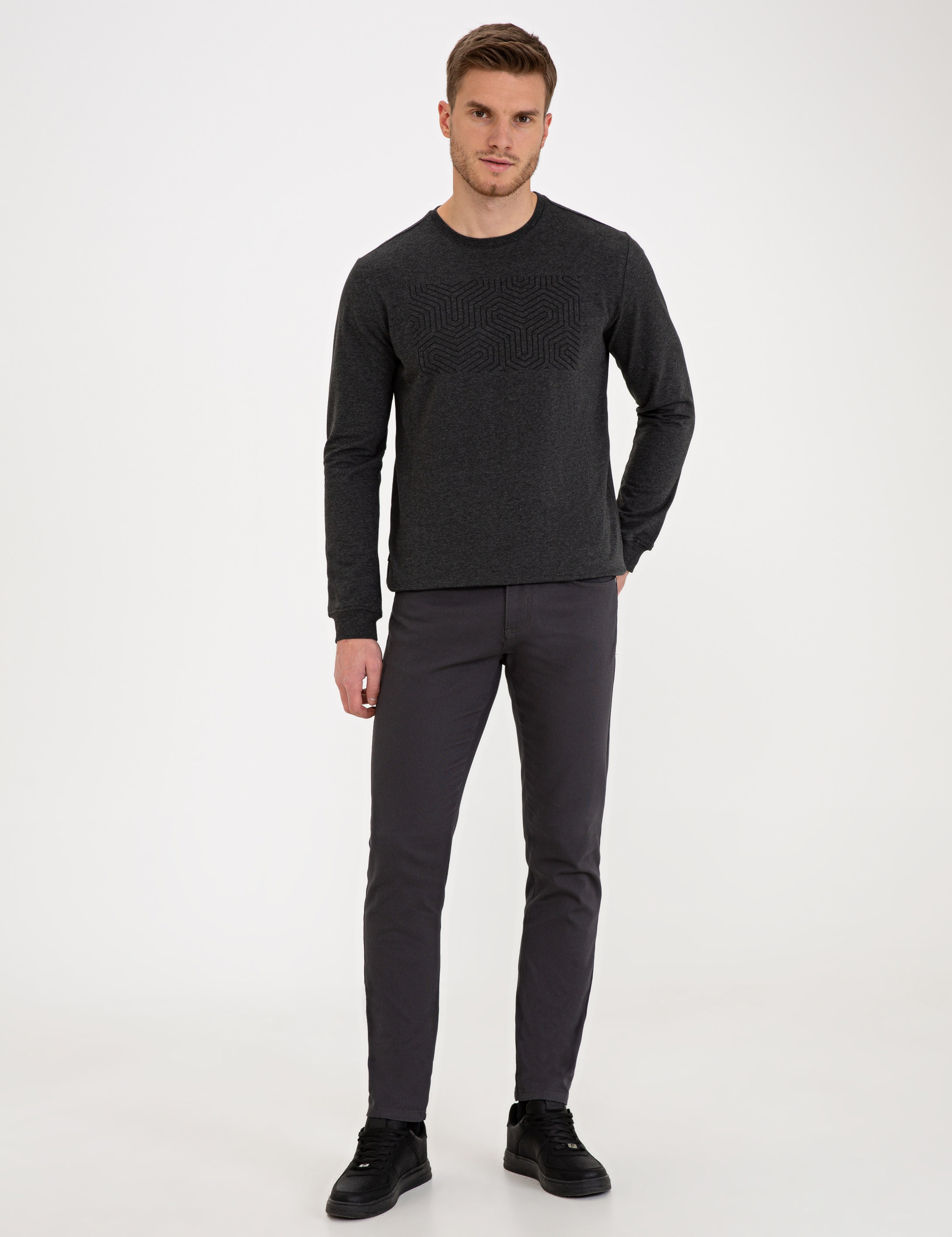 Antrasit Melanj Standart Fit Sweatshirt - Image 4