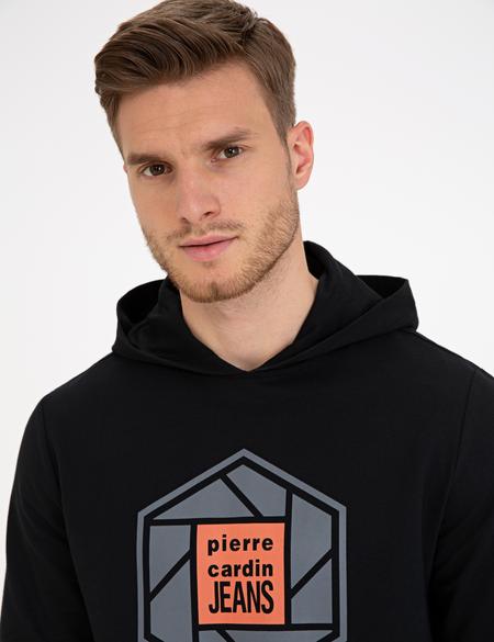 Siyah Standart Fit Kapüşonlu Sweatshirt - 50235441008
