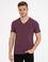 Bordo Slim Fit V Yaka T-Shirt