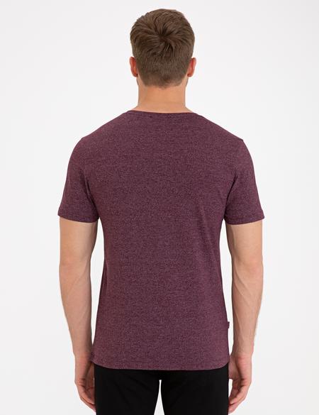 Bordo Slim Fit V Yaka T-Shirt - 50239847001