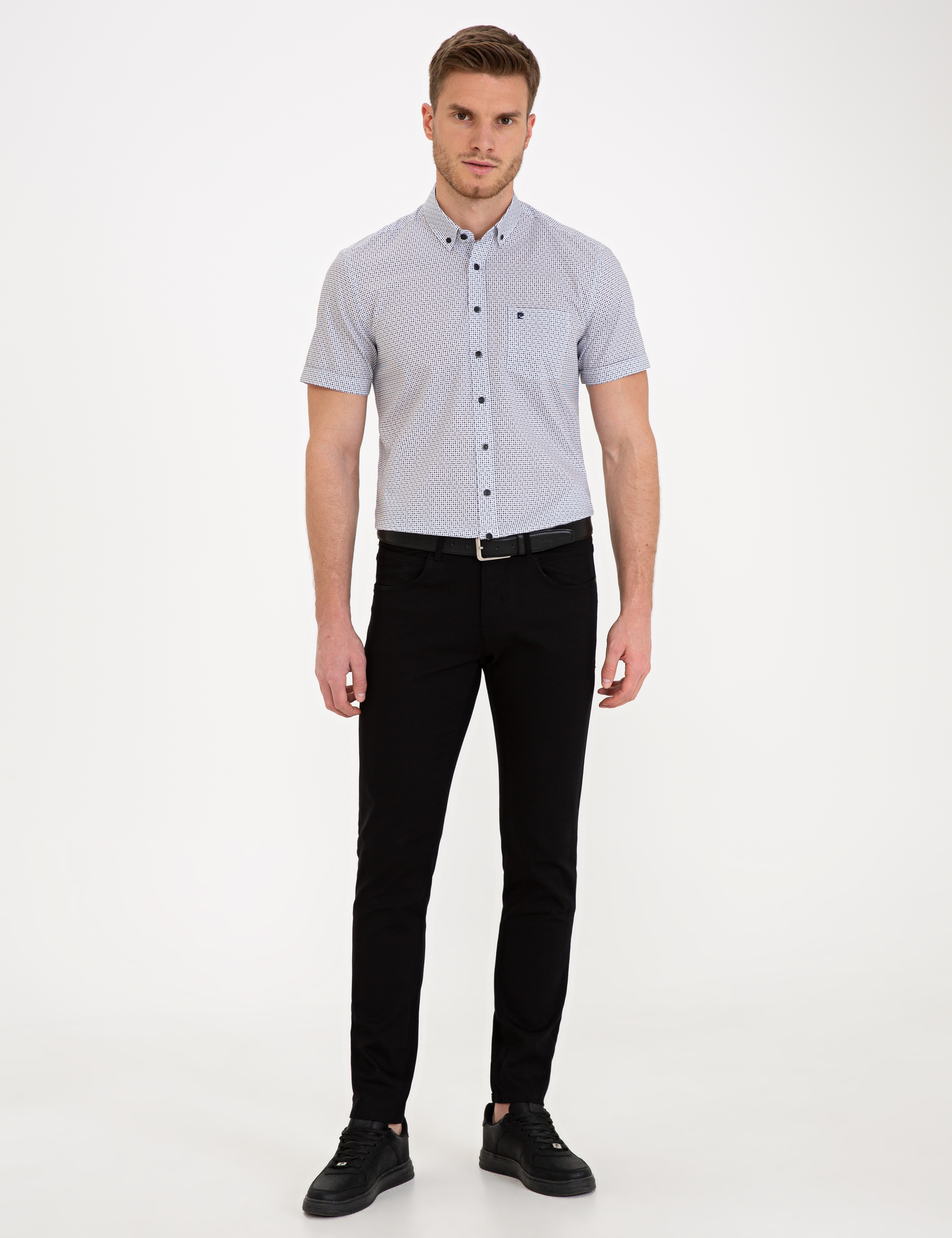 Siyah Regular Fit Kısa Kollu Gömlek
