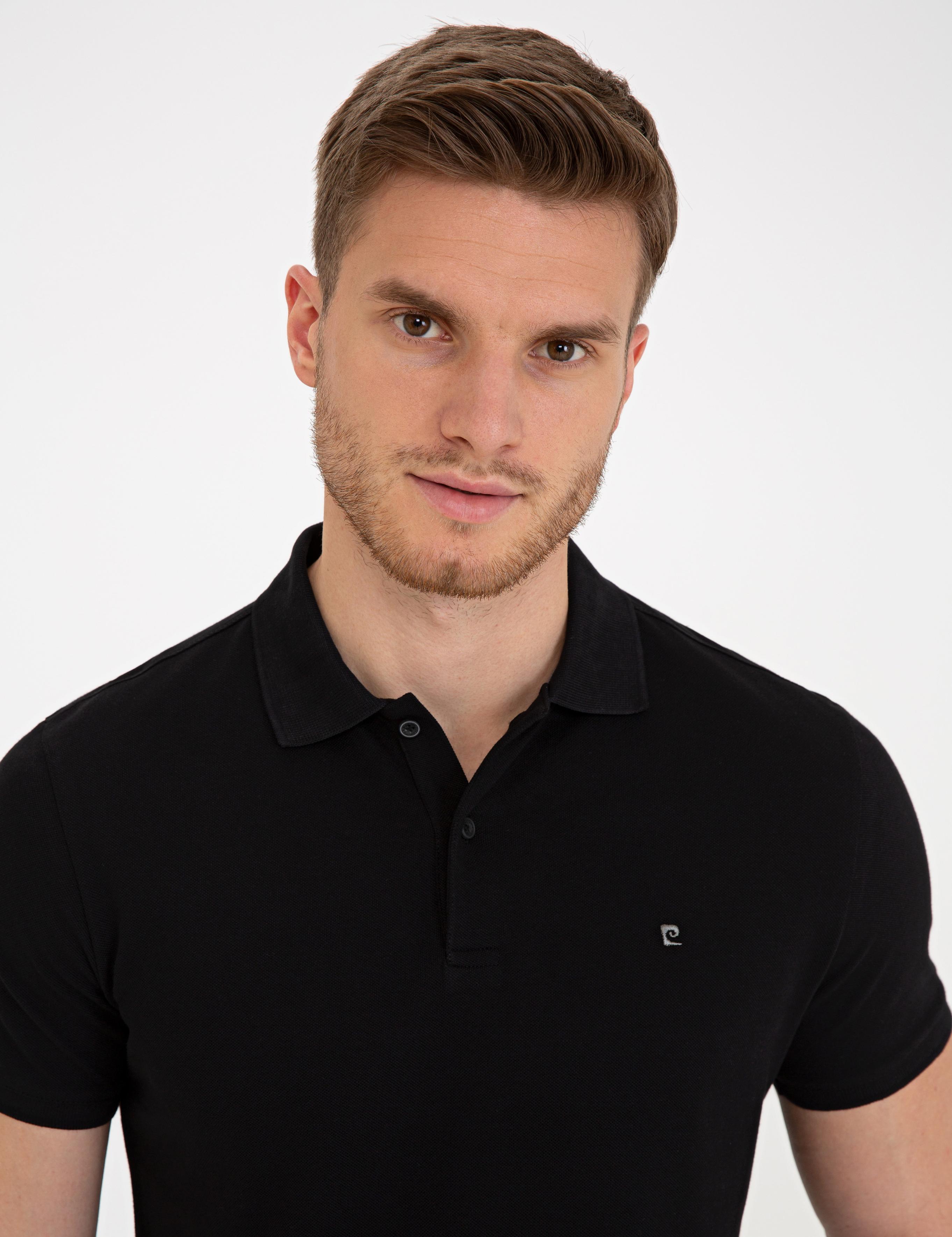 Siyah Slim Fit Basic Polo Yaka T-Shirt