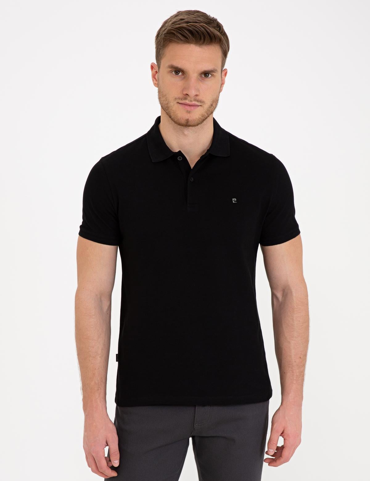 Siyah Slim Fit Basic Polo Yaka T-Shirt