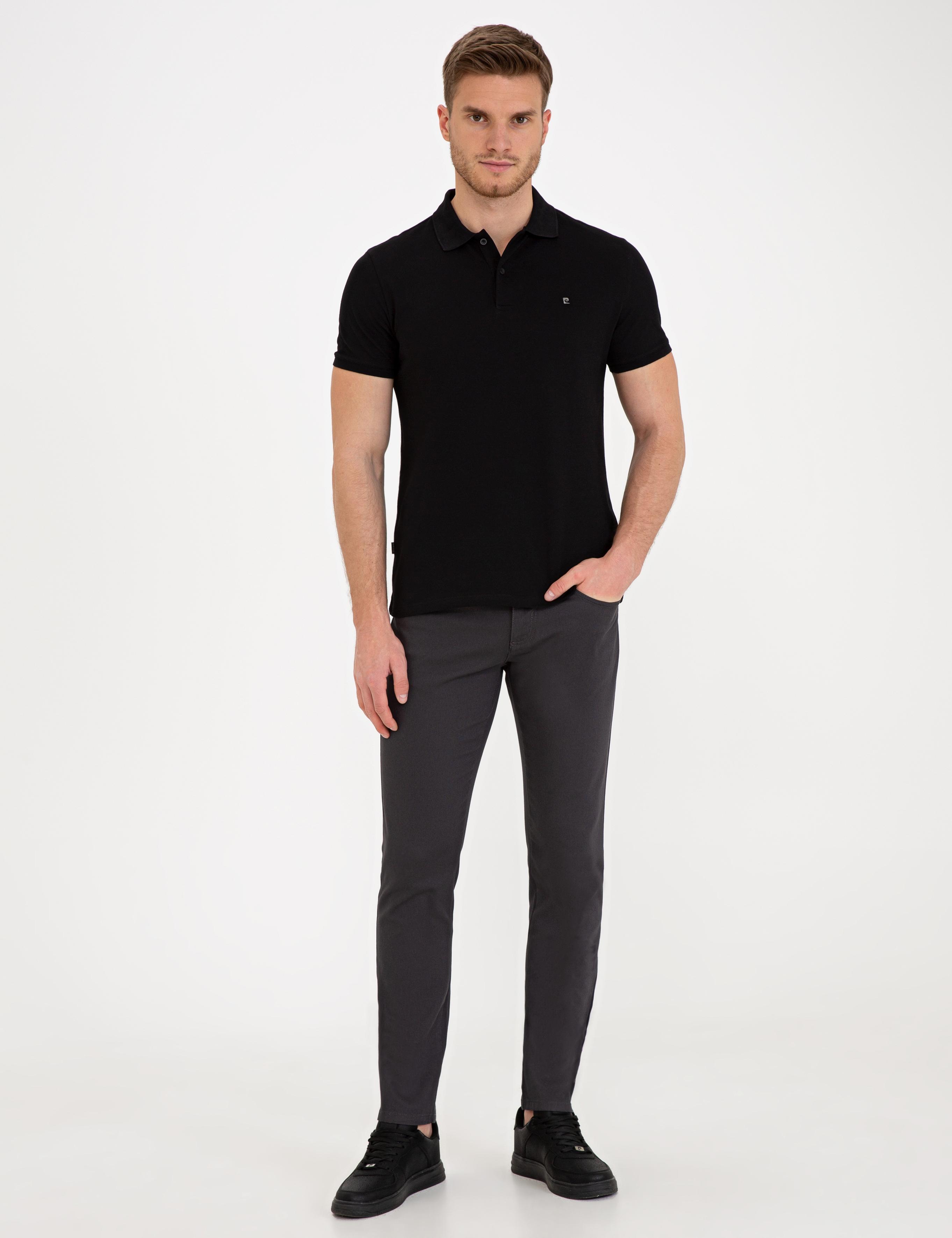 Siyah Slim Fit Basic Polo Yaka T-Shirt