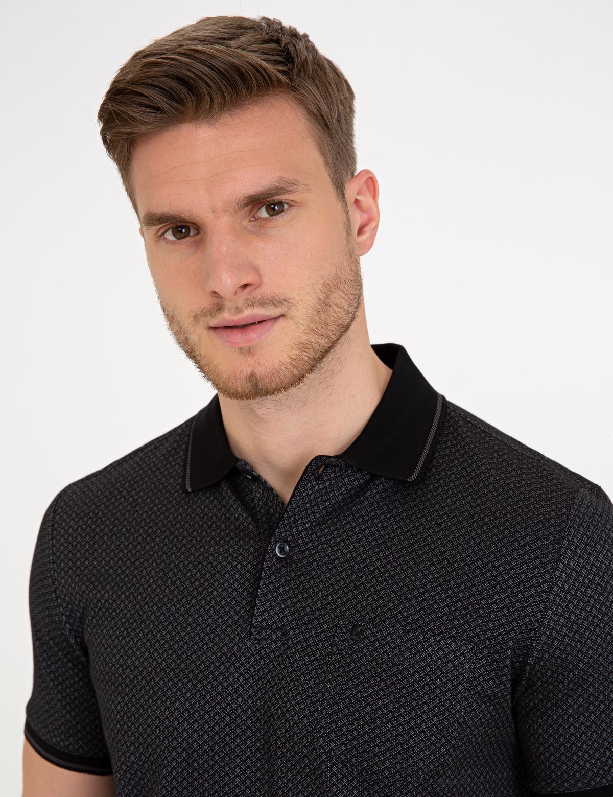 Siyah Regular Fit Polo Yaka T-Shirt - 50232460116