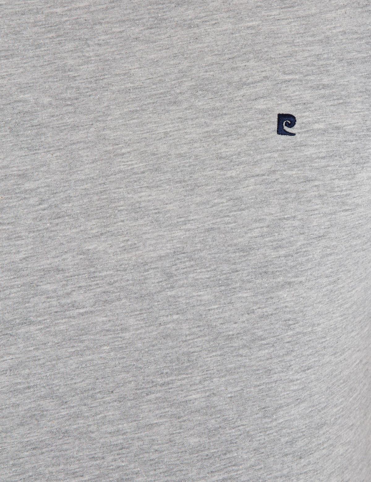 Açık Gri Melanj Slim Fit Bisiklet Yaka Basic Tişört - 50239845046