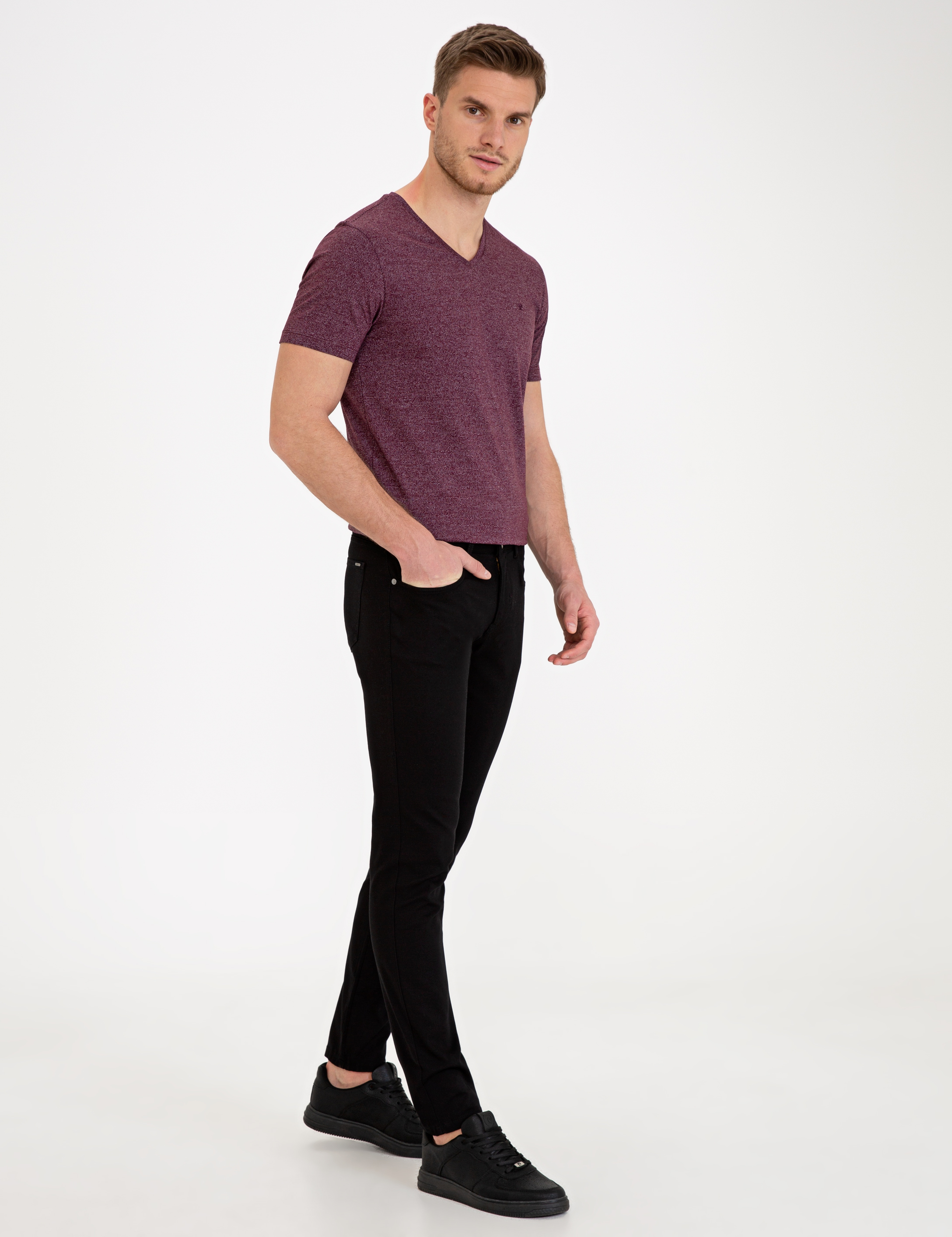Siyah Slim Fit Chino Pantolon - Image 2