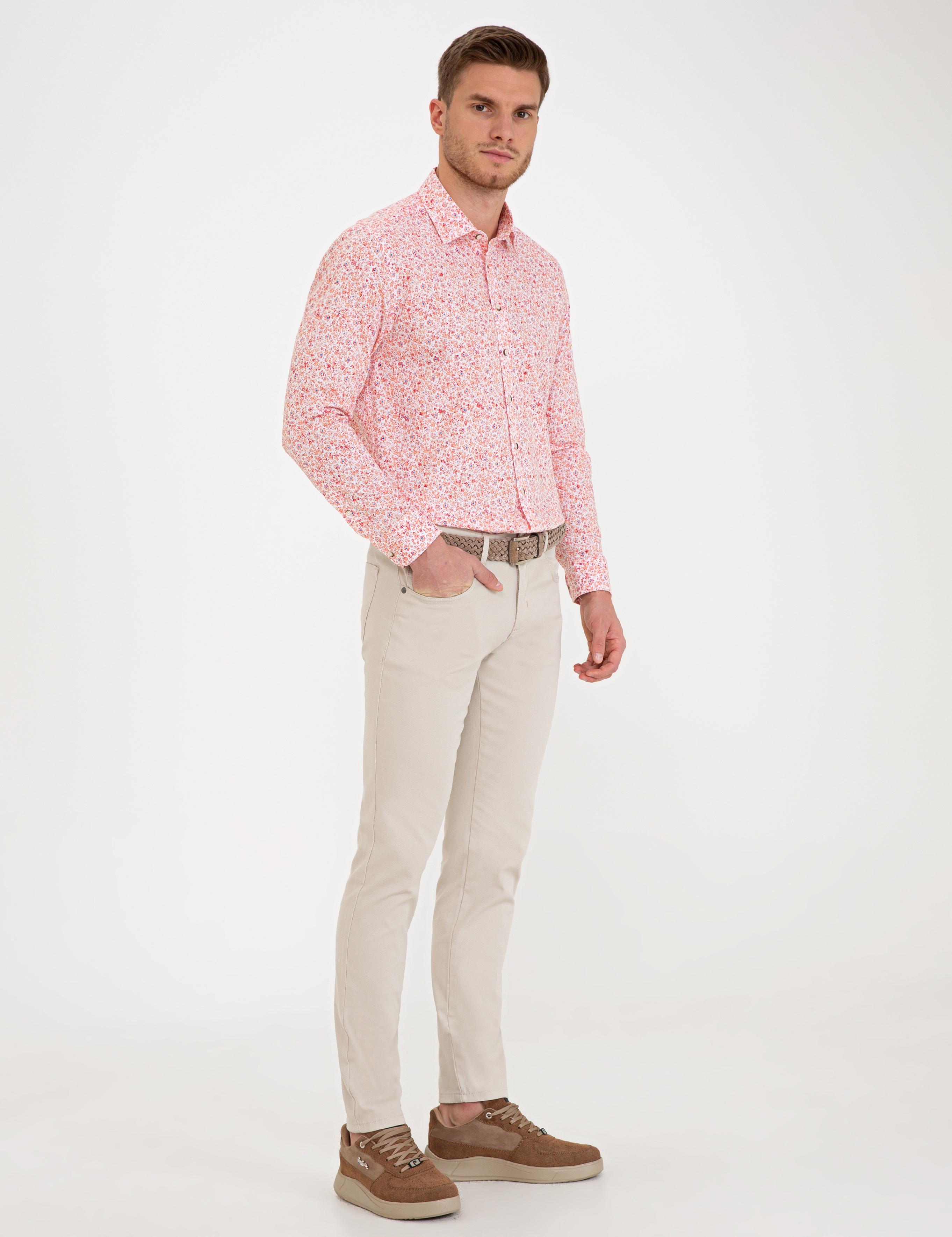 Bej Slim Fit Chino Pantolon