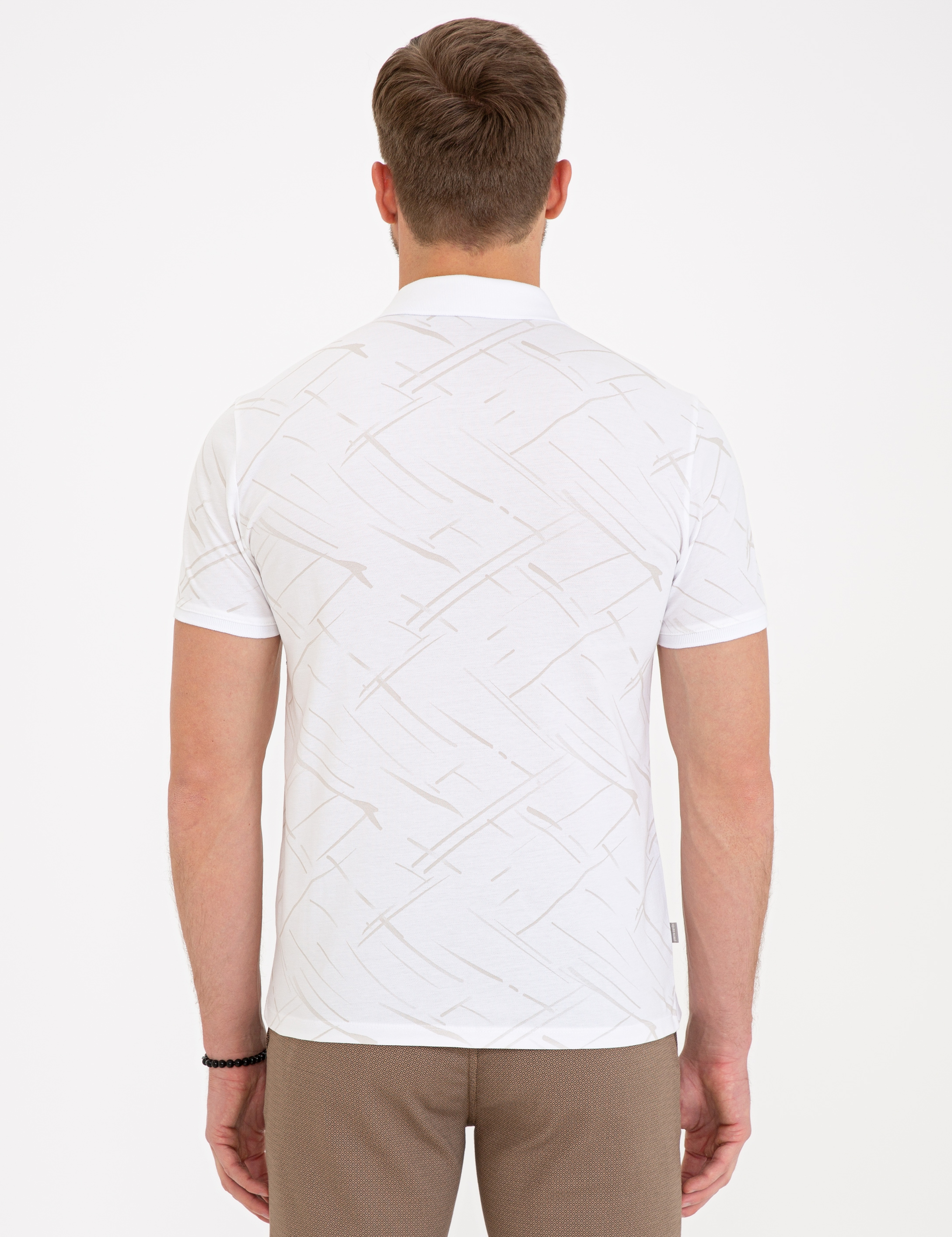 Beyaz Slim Fit Polo Yaka T-Shirt - Image 2