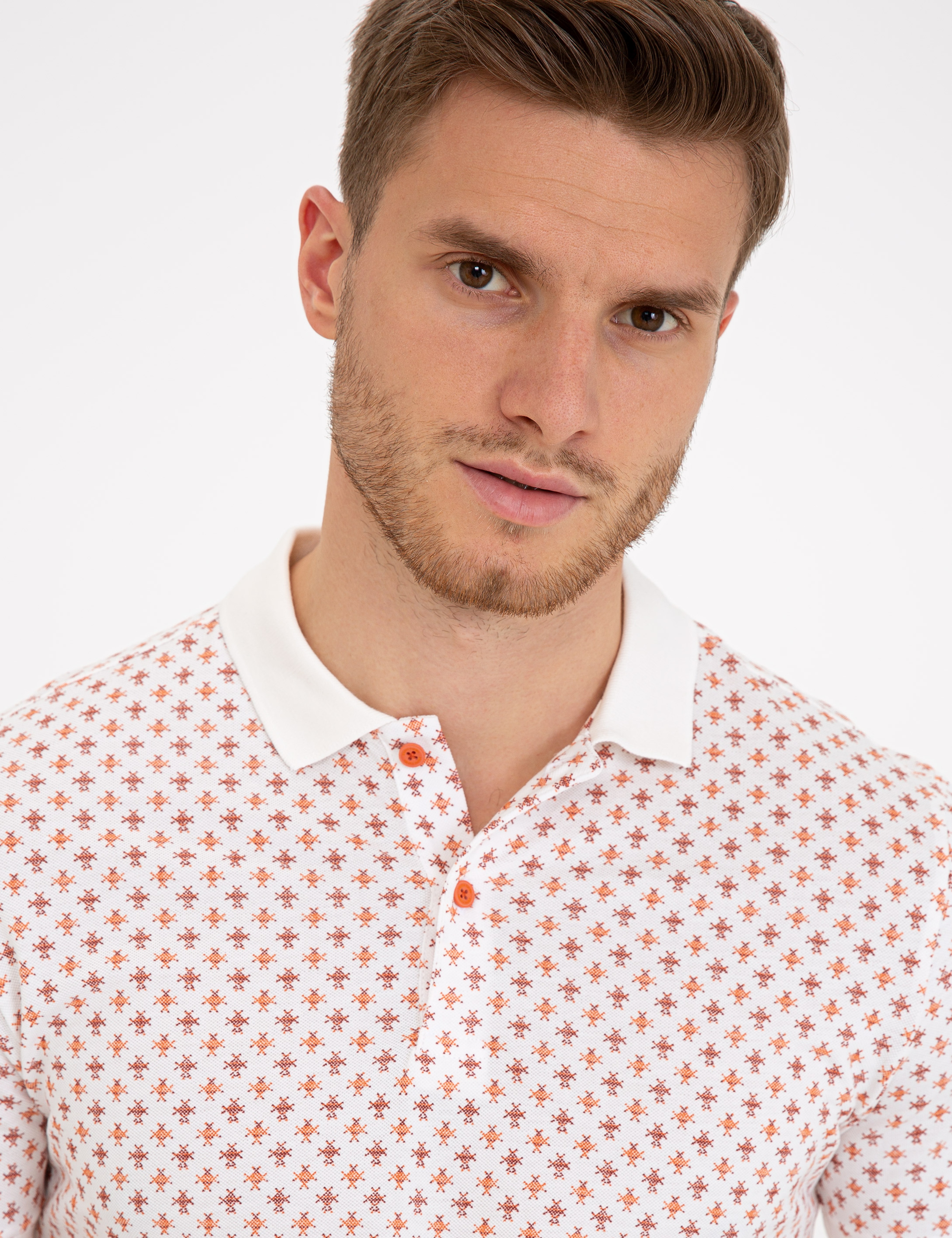 Beyaz Slim Fit Polo Yaka Tişört - Image 2