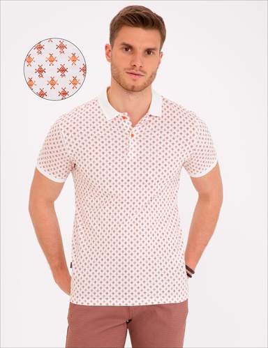 Beyaz Slim Fit Polo Yaka Tişört
