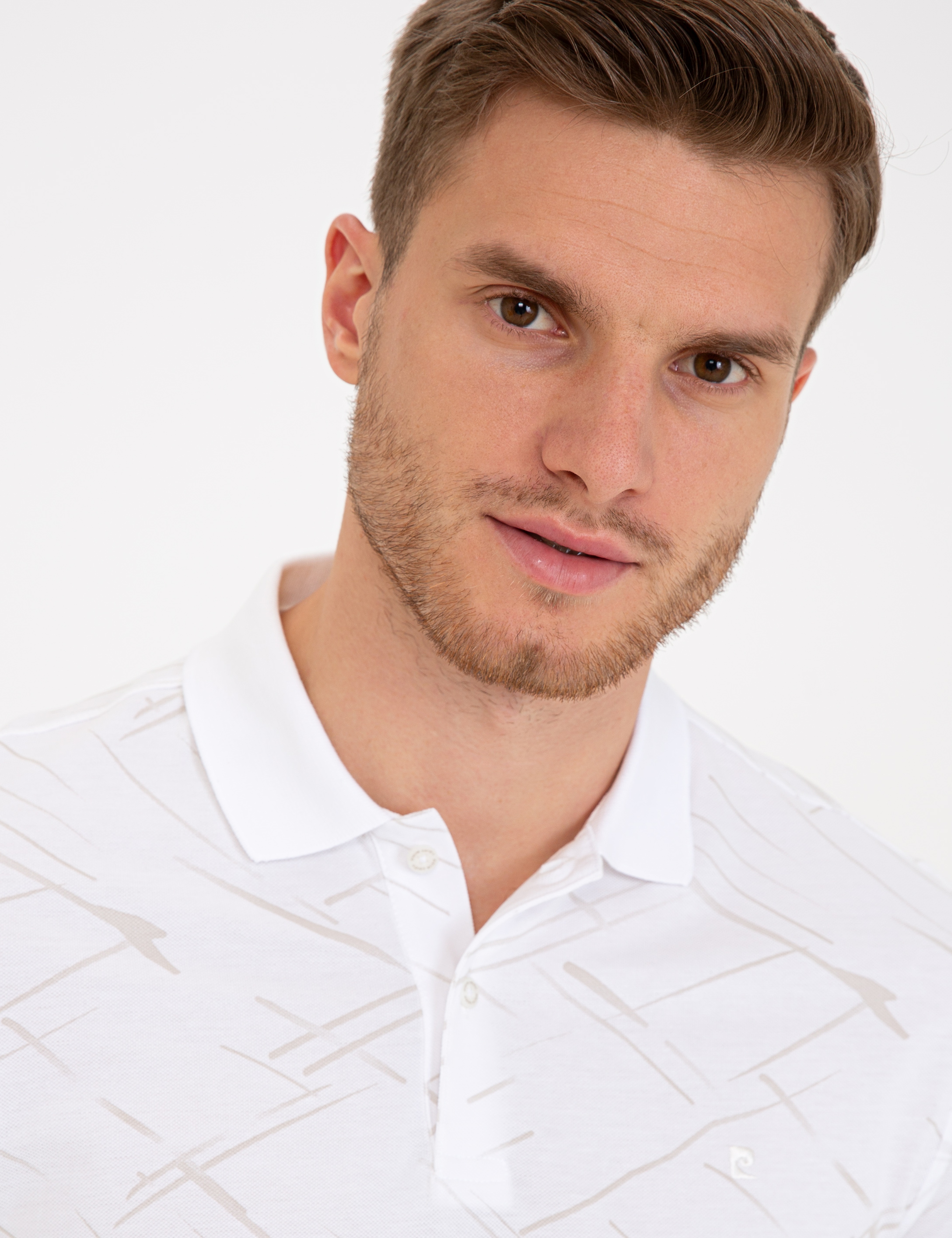 Beyaz Slim Fit Polo Yaka T-Shirt - Image 3