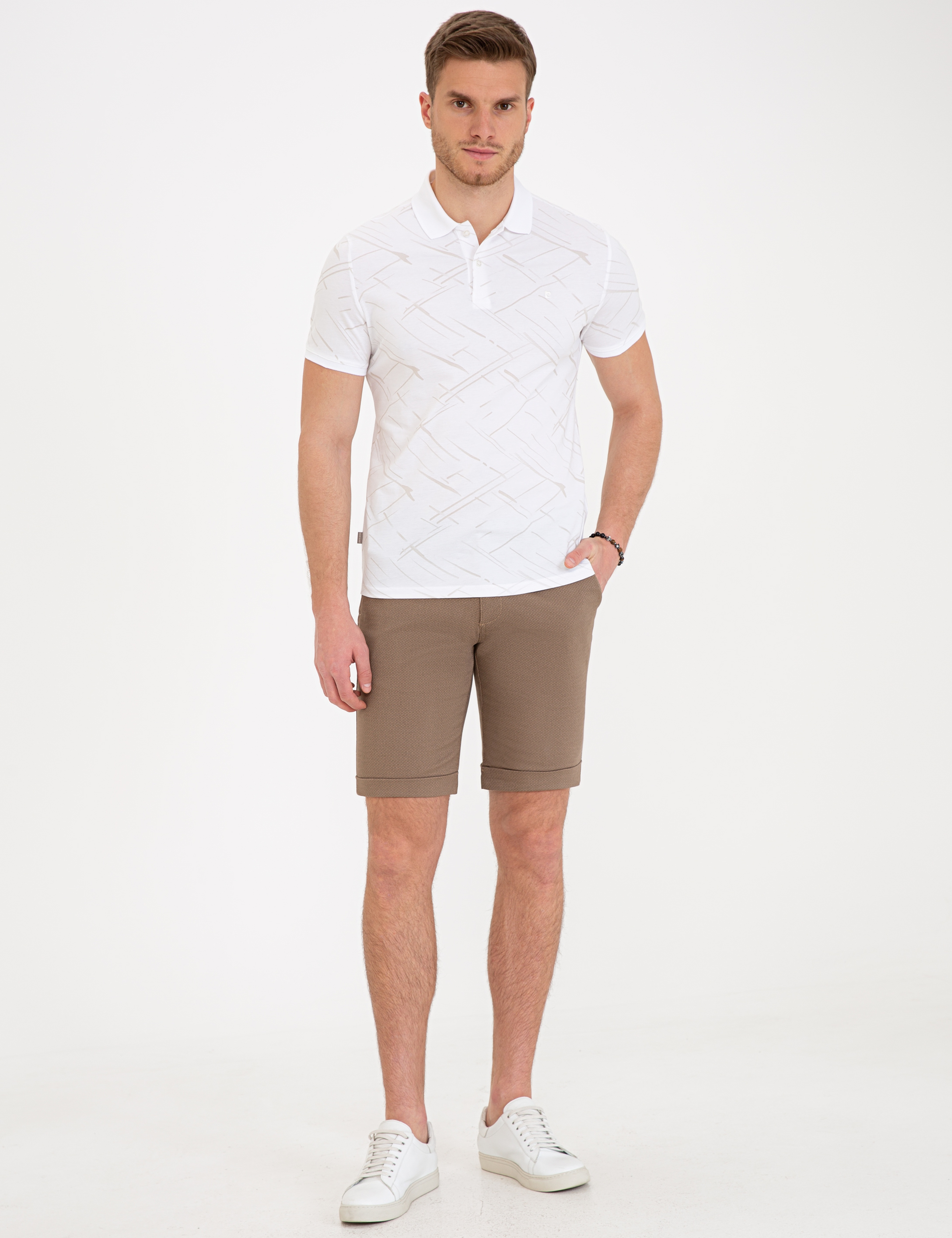 Beyaz Slim Fit Polo Yaka T-Shirt - Image 4