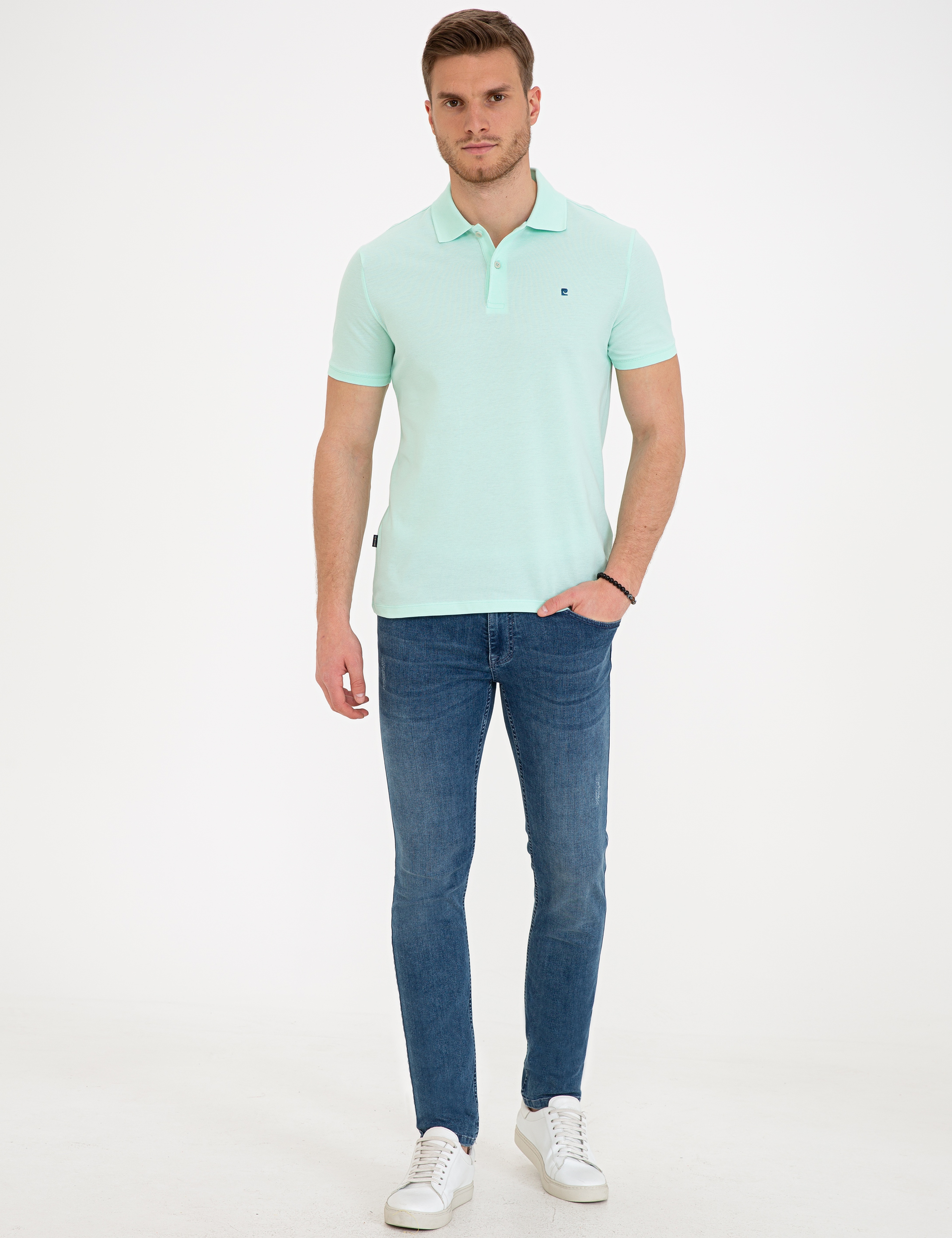 Açık Yeşil Slim Fit Basic Polo Yaka T-Shirt - Image 4