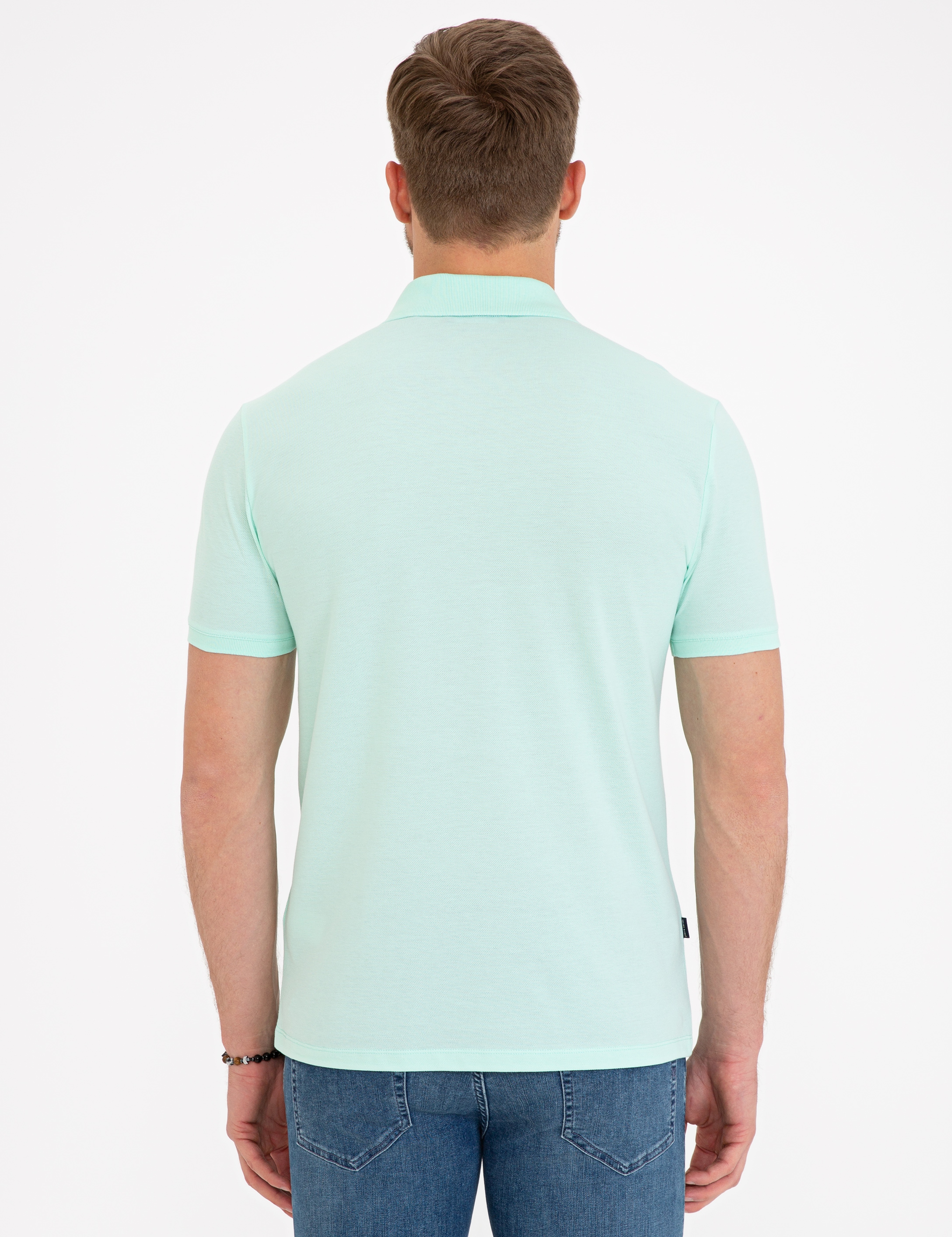 Açık Yeşil Slim Fit Basic Polo Yaka T-Shirt - Image 3