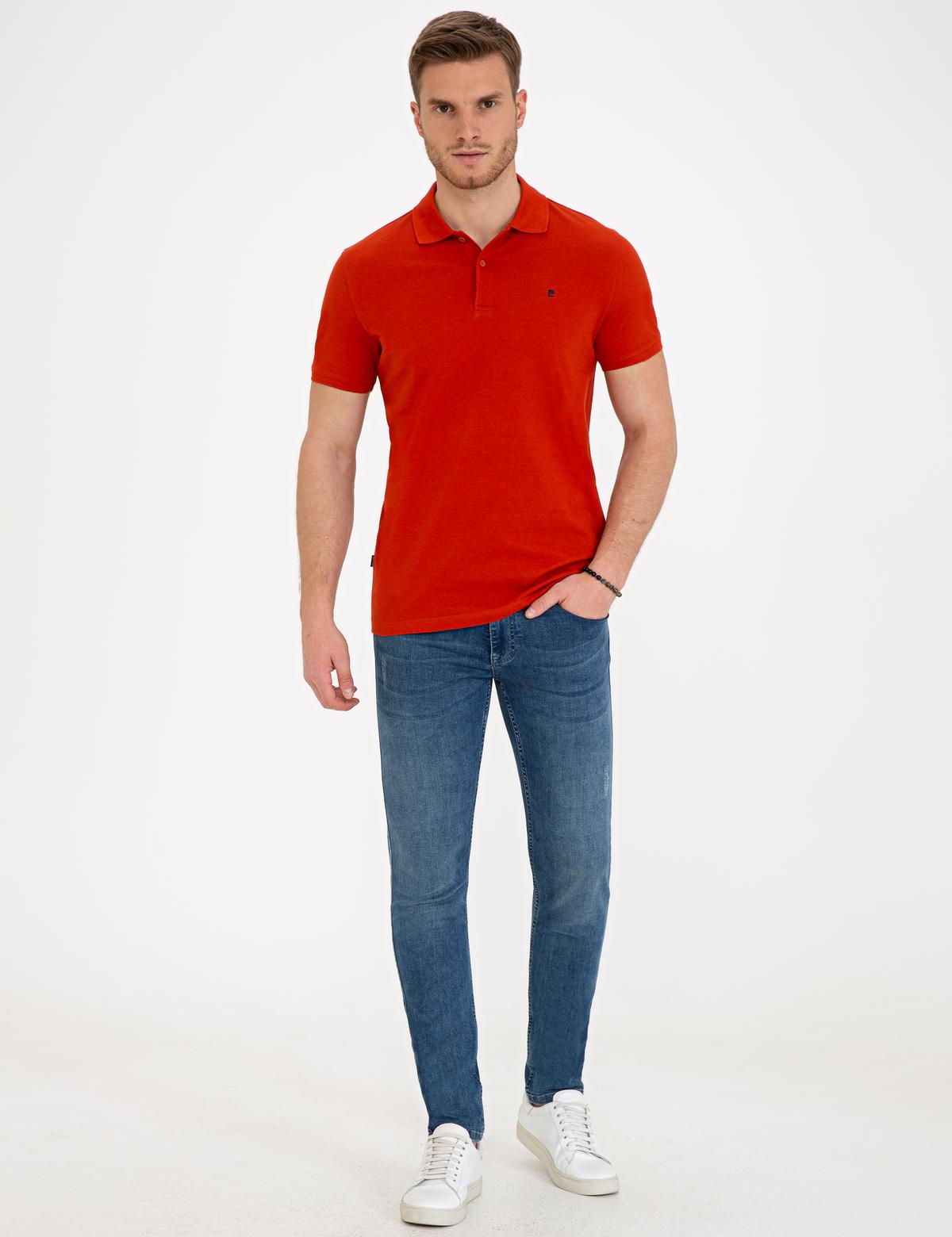 Kiremit Slim Fit Polo Yaka Basic  Tişört - 50239843078